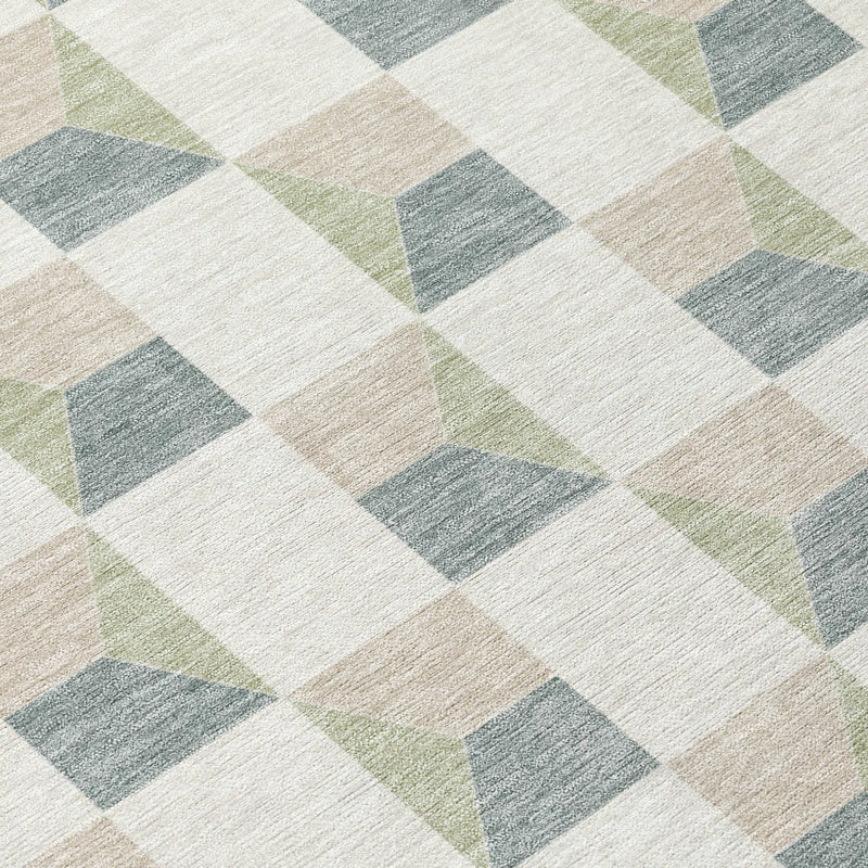 8' Green And Teal Blue Round Geometric Washable Indoor Outdoor Area Rug Homeroots Outdoor