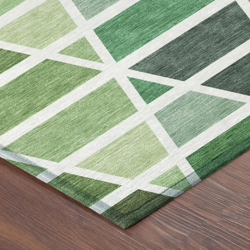 8' Green And White Round Geometric Washable Indoor Outdoor Area Rug Homeroots Outdoor