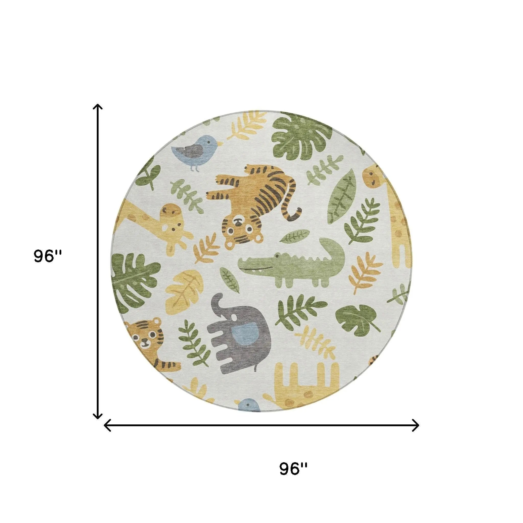 8' Ivory And Beige Round Abstract Washable Indoor Outdoor Area Rug Homeroots Outdoor