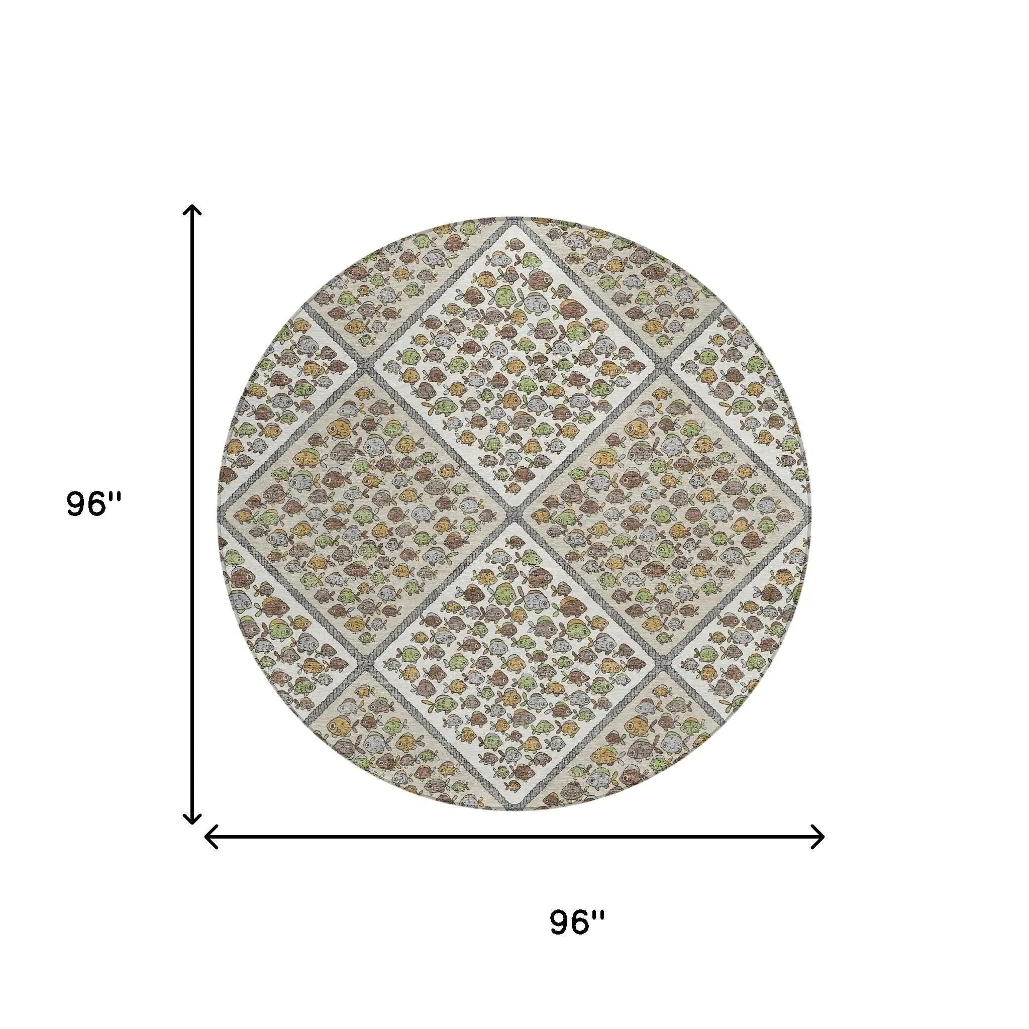 8' Ivory And Beige Round Abstract Washable Indoor Outdoor Area Rug Homeroots Outdoor