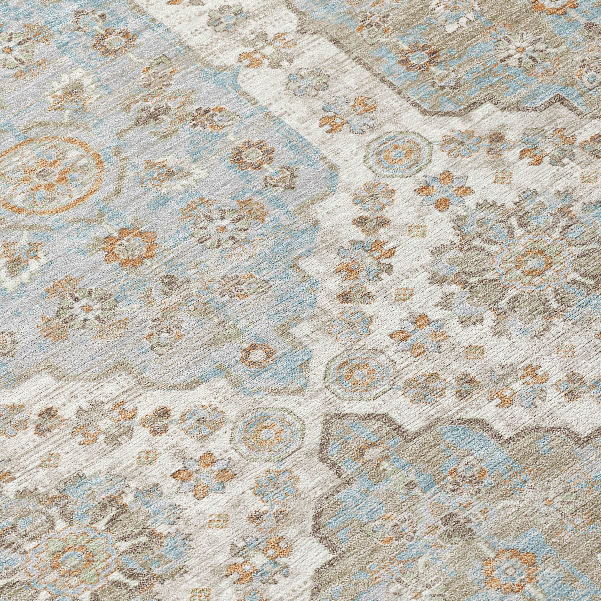 8' Ivory And Beige Round Damask Washable Indoor Outdoor Area Rug Homeroots Outdoor