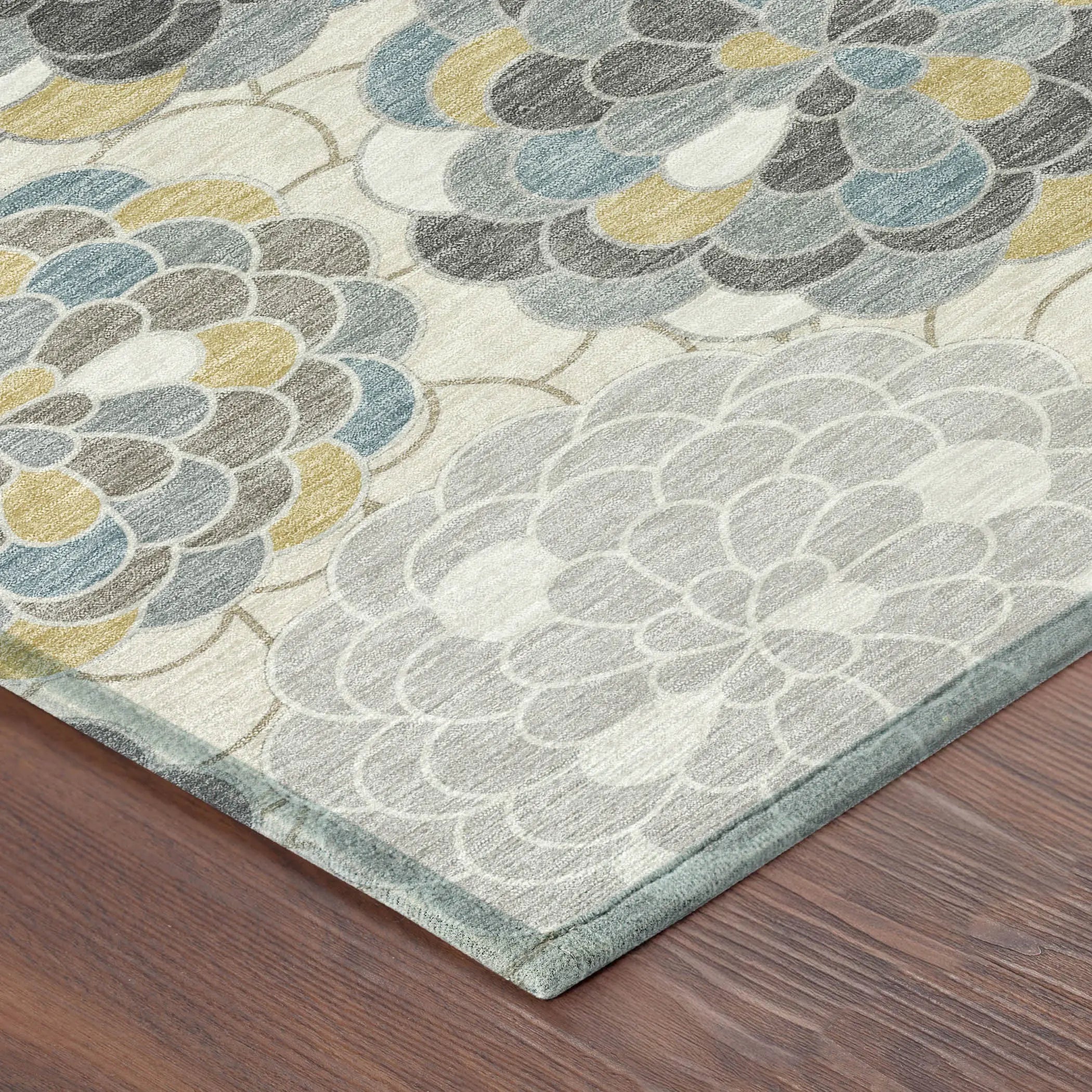 8' Ivory And Beige Round Floral Washable Indoor Outdoor Area Rug Homeroots Outdoor
