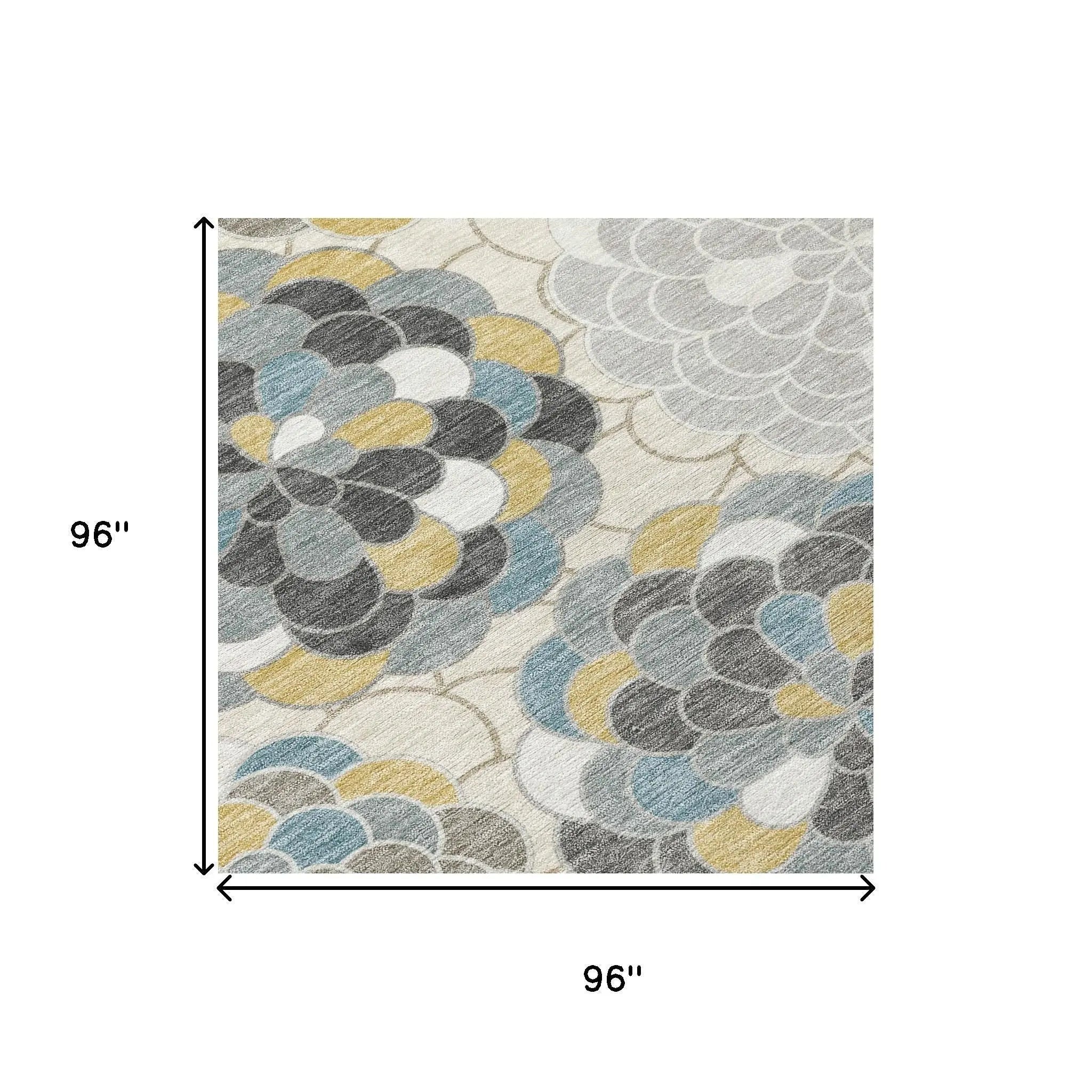 8' Ivory And Beige Round Floral Washable Indoor Outdoor Area Rug Homeroots Outdoor