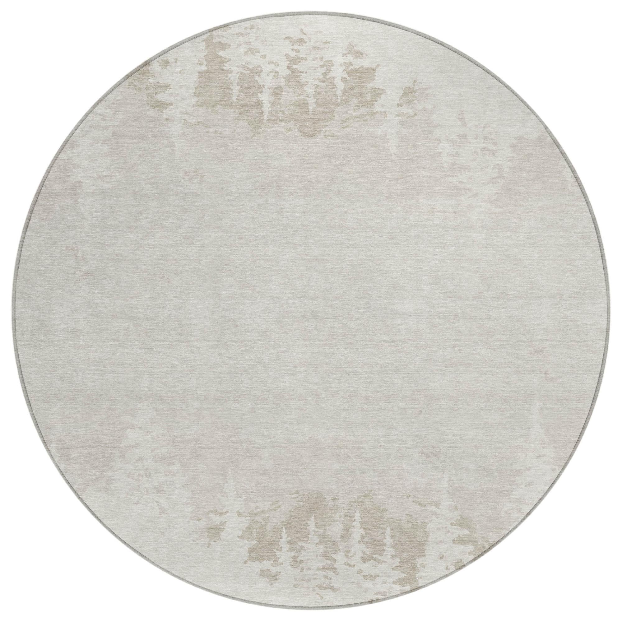 8' Ivory And Beige Round Floral Washable Indoor Outdoor Area Rug Homeroots Outdoor