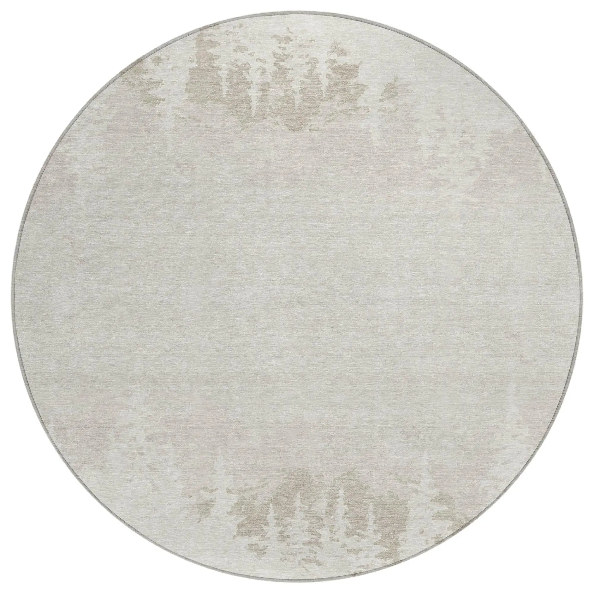 8' Ivory And Beige Round Floral Washable Indoor Outdoor Area Rug Homeroots Outdoor