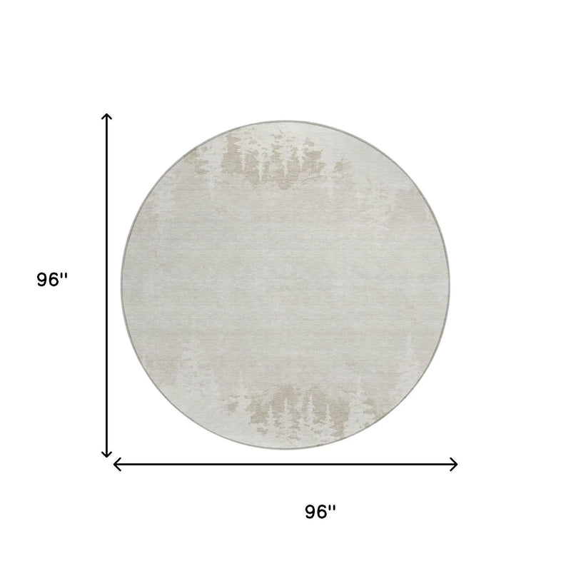 8' Ivory And Beige Round Floral Washable Indoor Outdoor Area Rug Homeroots Outdoor
