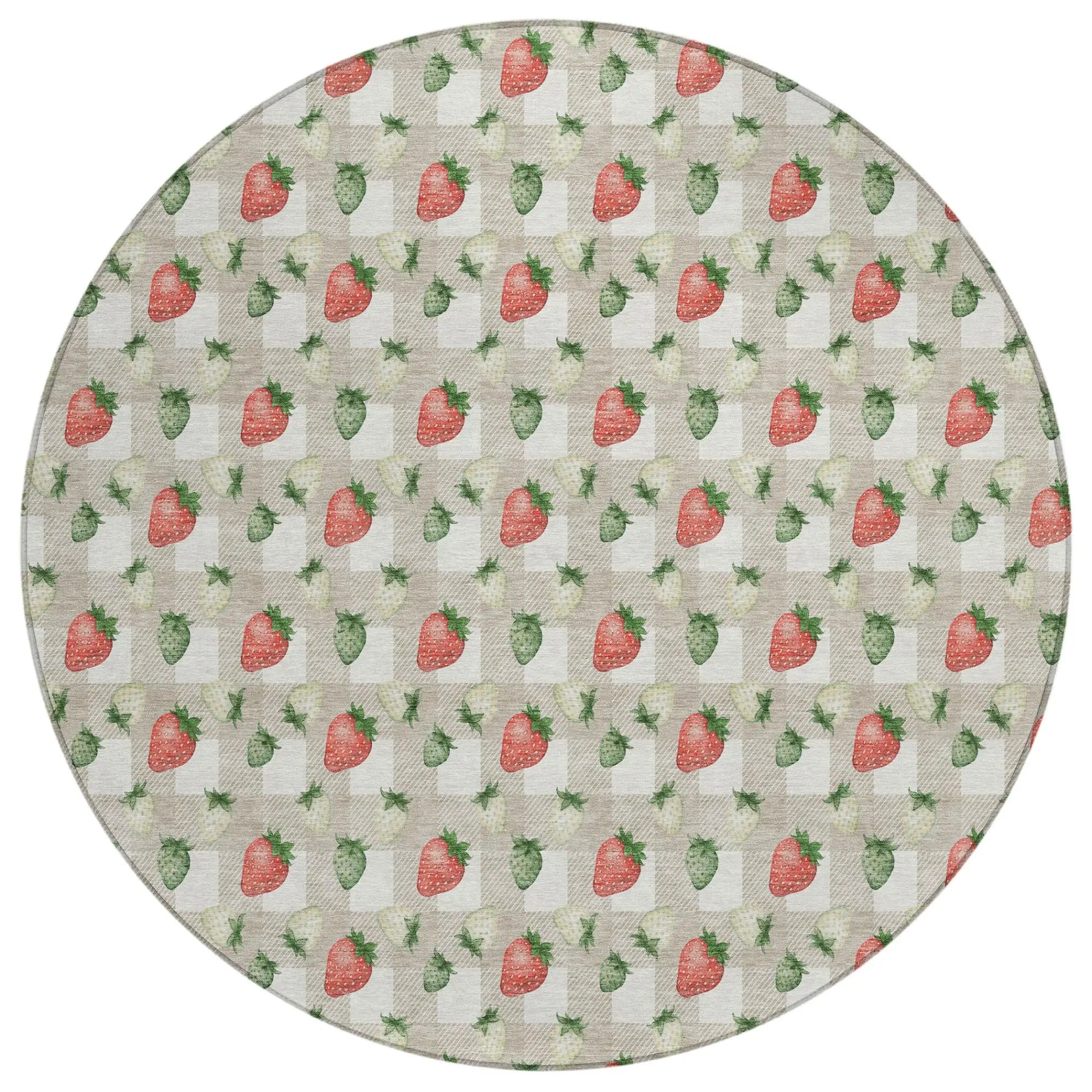 8' Ivory And Beige Round Floral Washable Indoor Outdoor Area Rug Homeroots Outdoor