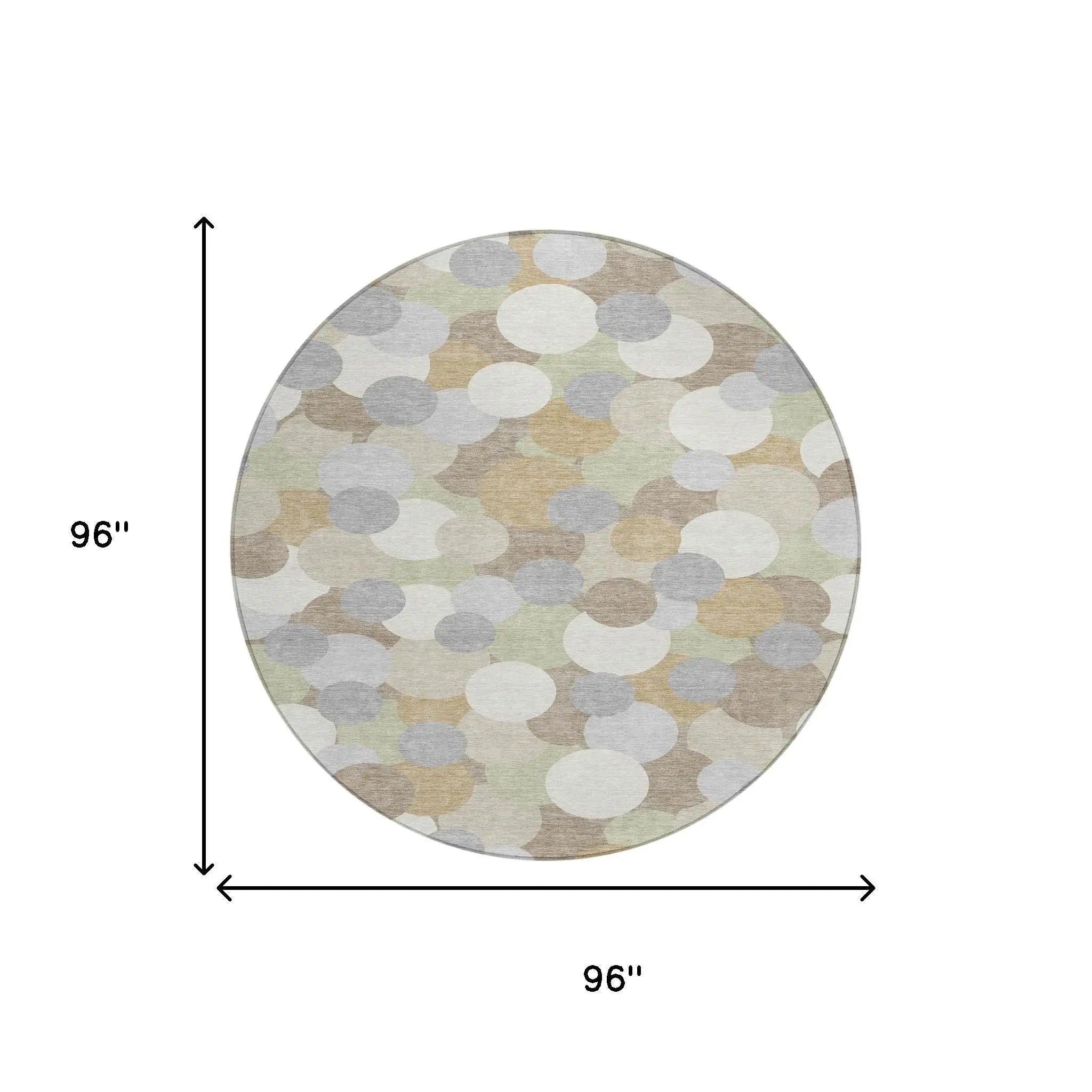8' Ivory And Beige Round Geometric Washable Indoor Outdoor Area Rug Homeroots Outdoor