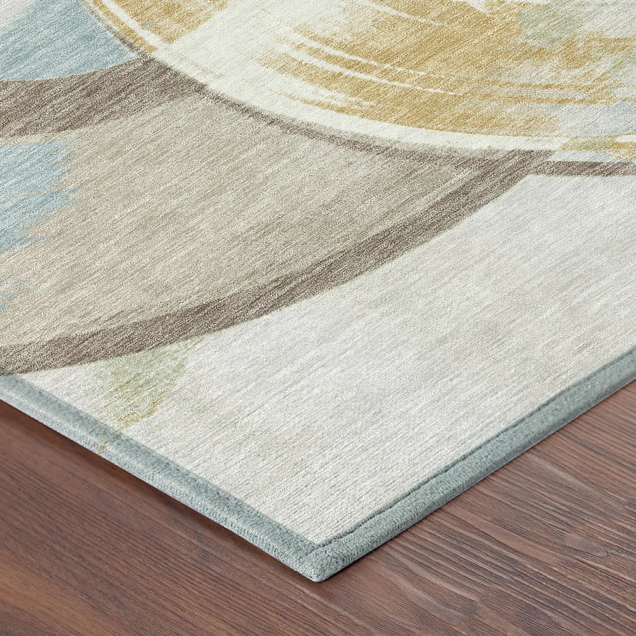 8' Ivory And Beige Round Geometric Washable Indoor Outdoor Area Rug Homeroots Outdoor