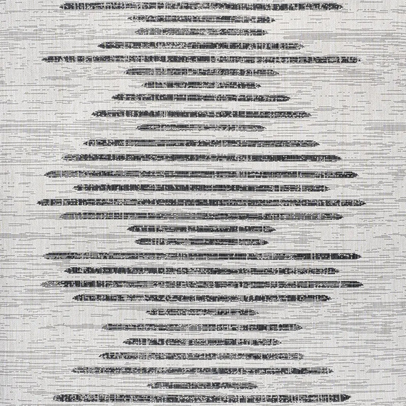 8' Ivory And Black Square Striped Indoor Outdoor Area Rug - GreatEagleInc