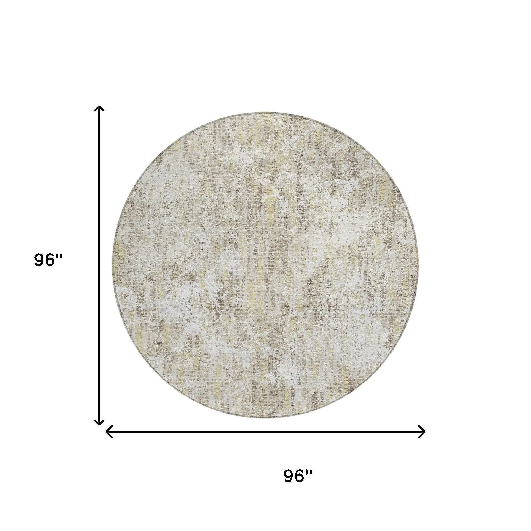 8' Ivory And Blue Round Abstract Washable Indoor Outdoor Area Rug Homeroots Outdoor
