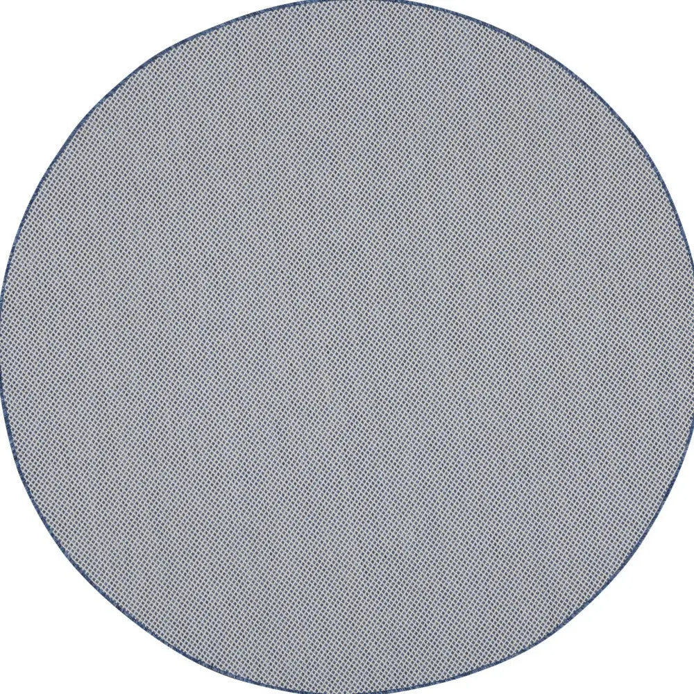 8' Ivory And Blue Round Geometric Indoor Outdoor Area Rug Homeroots Outdoor