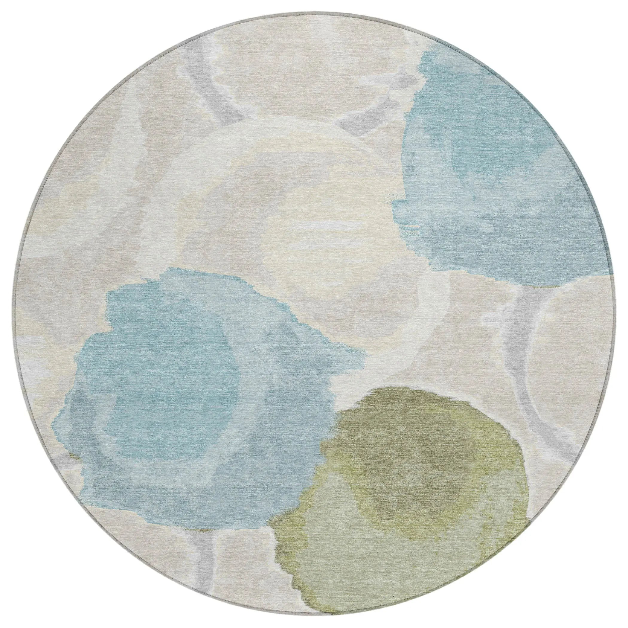 8' Ivory And Brown Round Abstract Washable Indoor Outdoor Area Rug Homeroots Outdoor