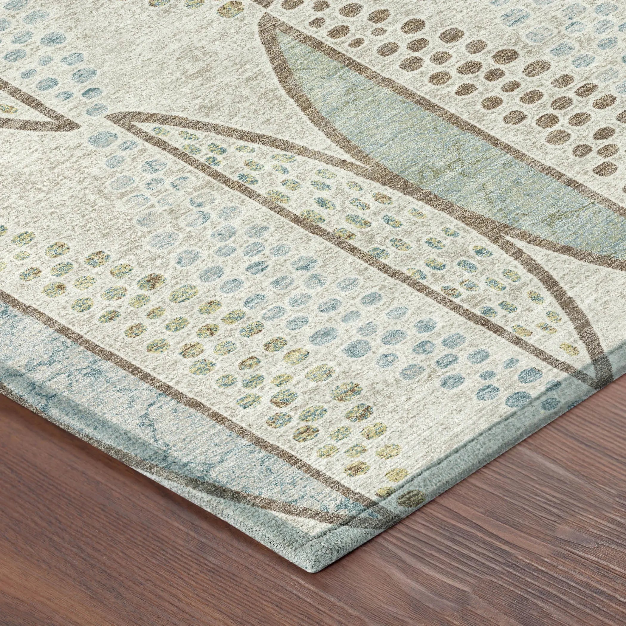 8' Ivory And Brown Round Geometric Washable Indoor Outdoor Area Rug Homeroots Outdoor