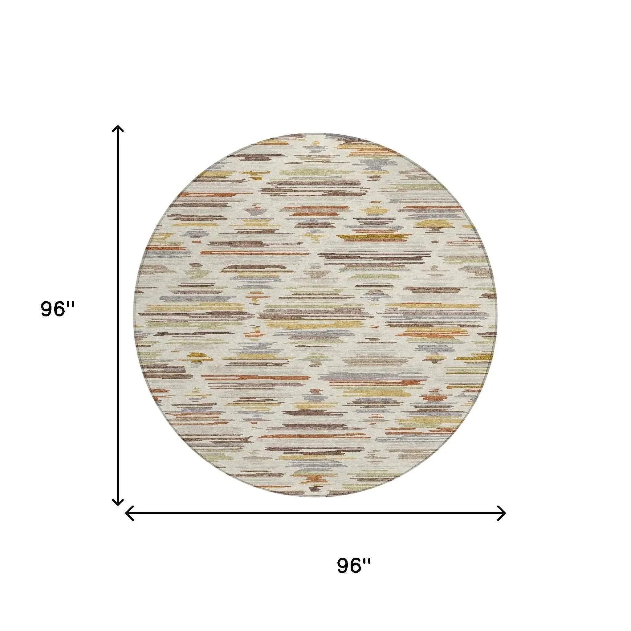 8' Ivory And Brown Round Southwestern Washable Indoor Outdoor Area Rug Homeroots Outdoor
