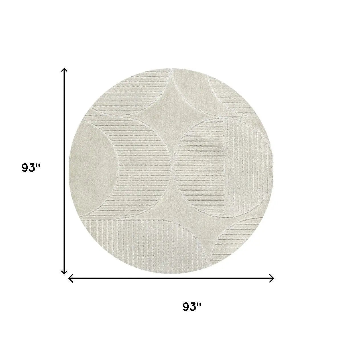 8' Ivory And Cream Round Striped Indoor Outdoor Area Rug Homeroots Outdoor
