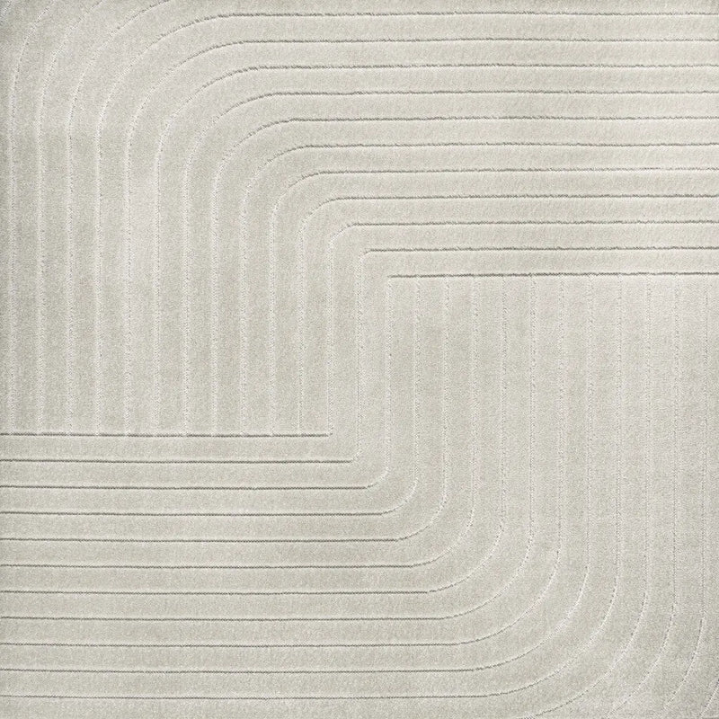 8' Ivory And Cream Square Striped Indoor Outdoor Area Rug Homeroots Outdoor