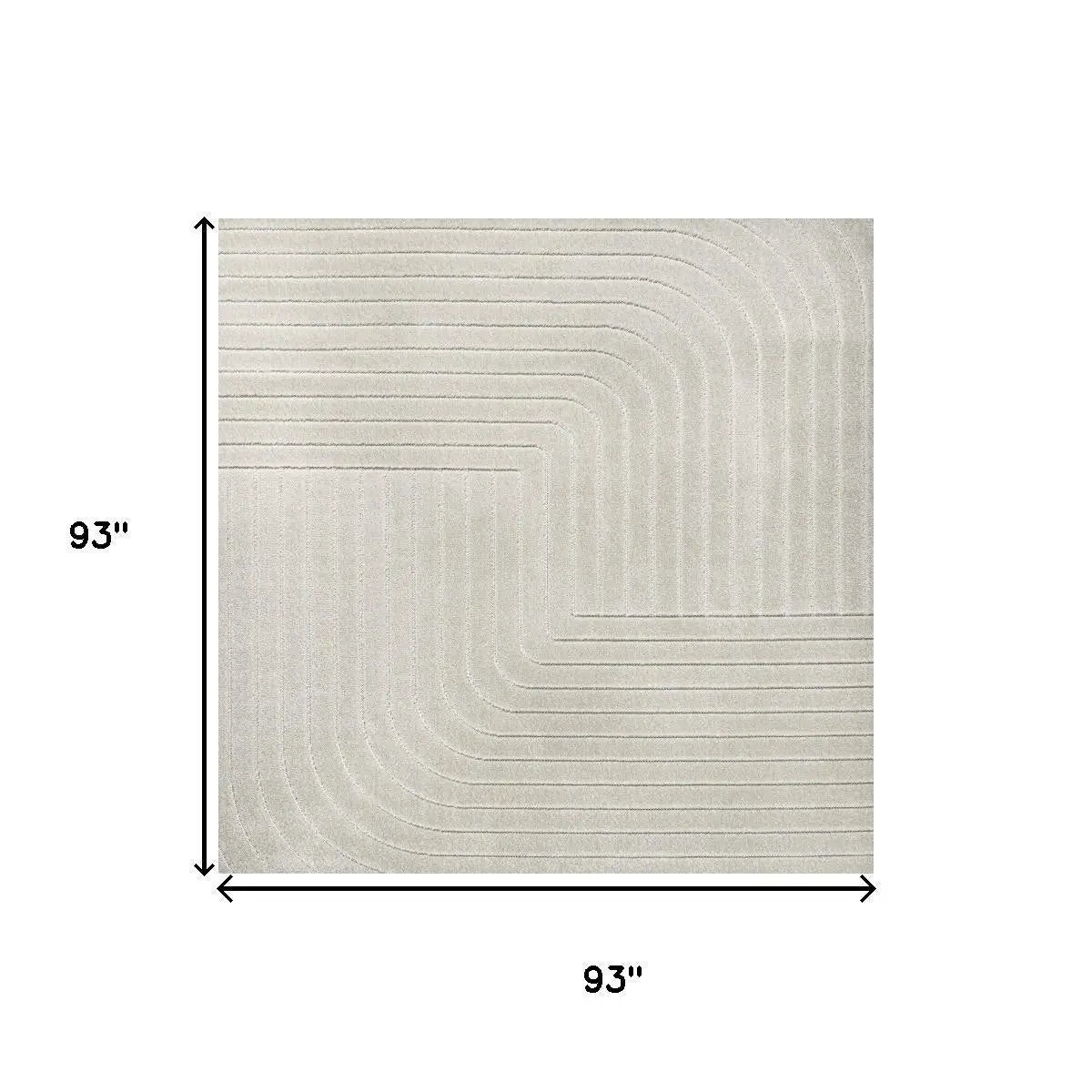 8' Ivory And Cream Square Striped Indoor Outdoor Area Rug Homeroots Outdoor