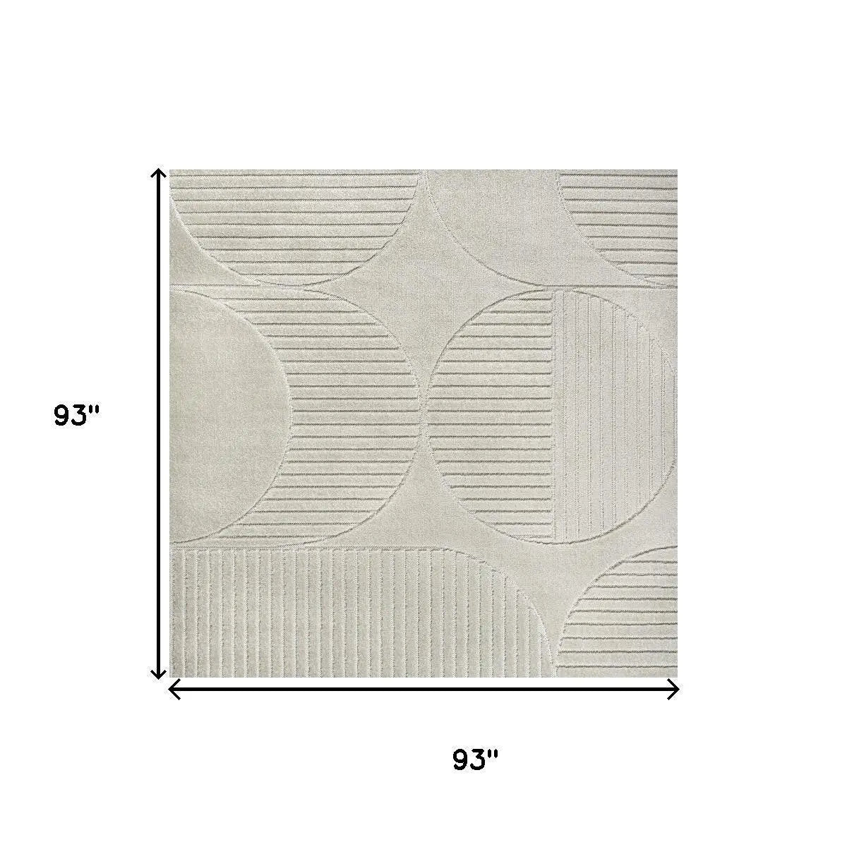 8' Ivory And Cream Square Striped Indoor Outdoor Area Rug Homeroots Outdoor