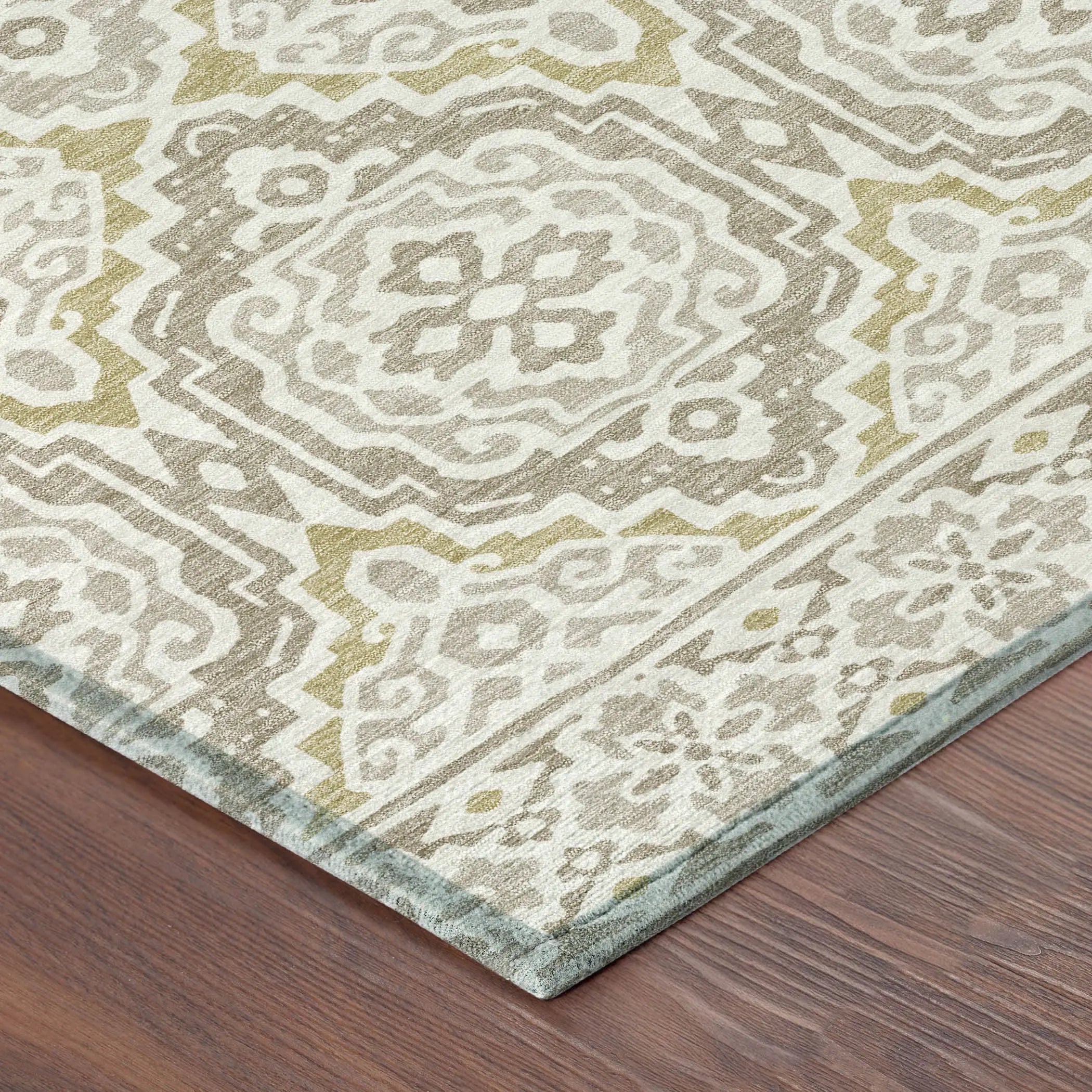 8' Ivory And Denim Blue Round Tribal Washable Indoor Outdoor Area Rug Homeroots Outdoor