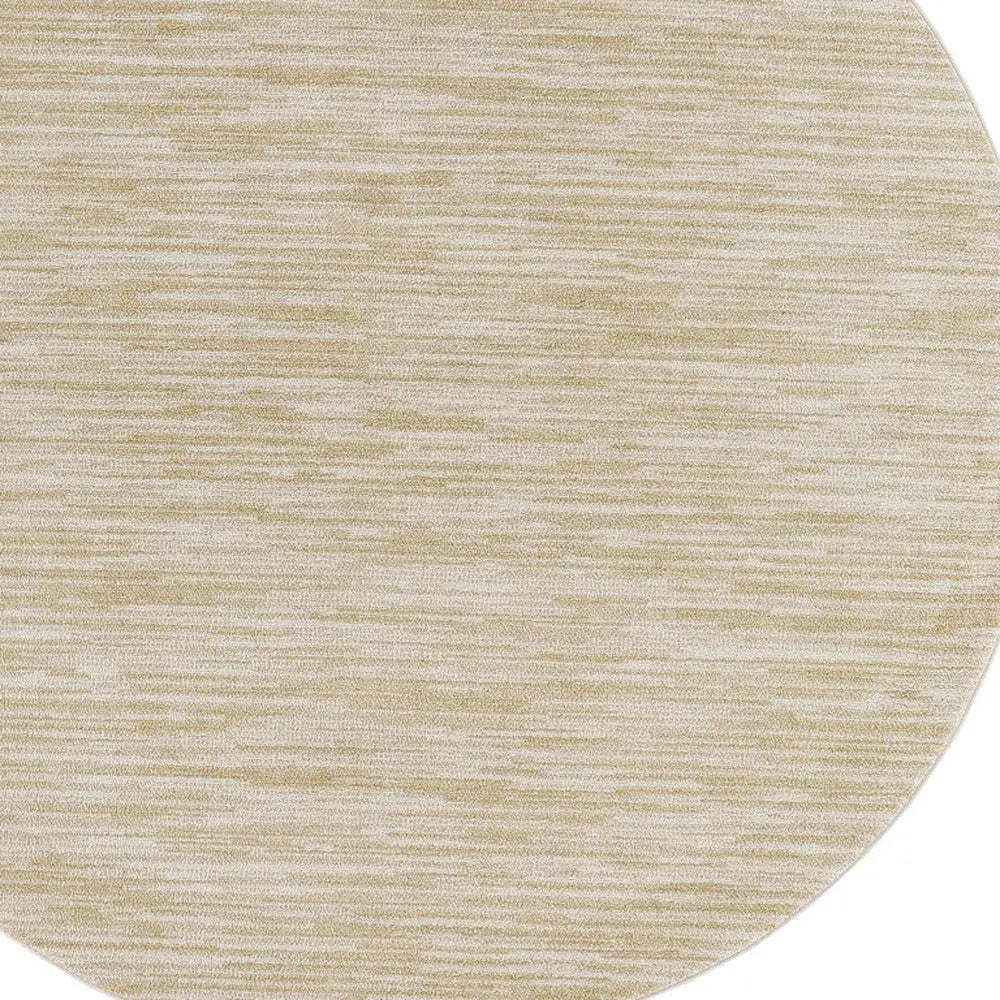 8' Ivory And Gold Round Abstract Indoor Outdoor Area Rug Homeroots Outdoor