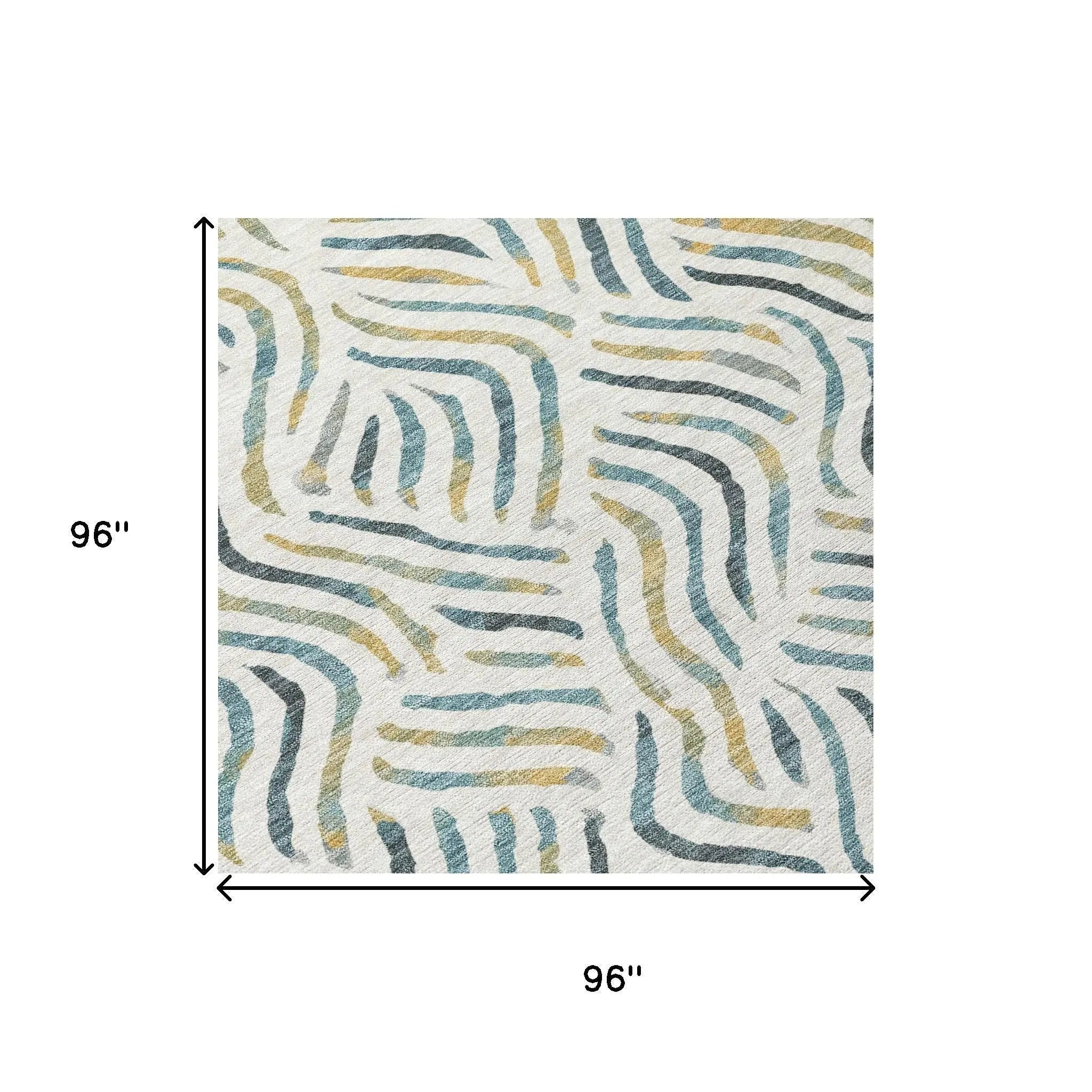 8' Ivory And Gold Round Abstract Washable Indoor Outdoor Area Rug Homeroots Outdoor