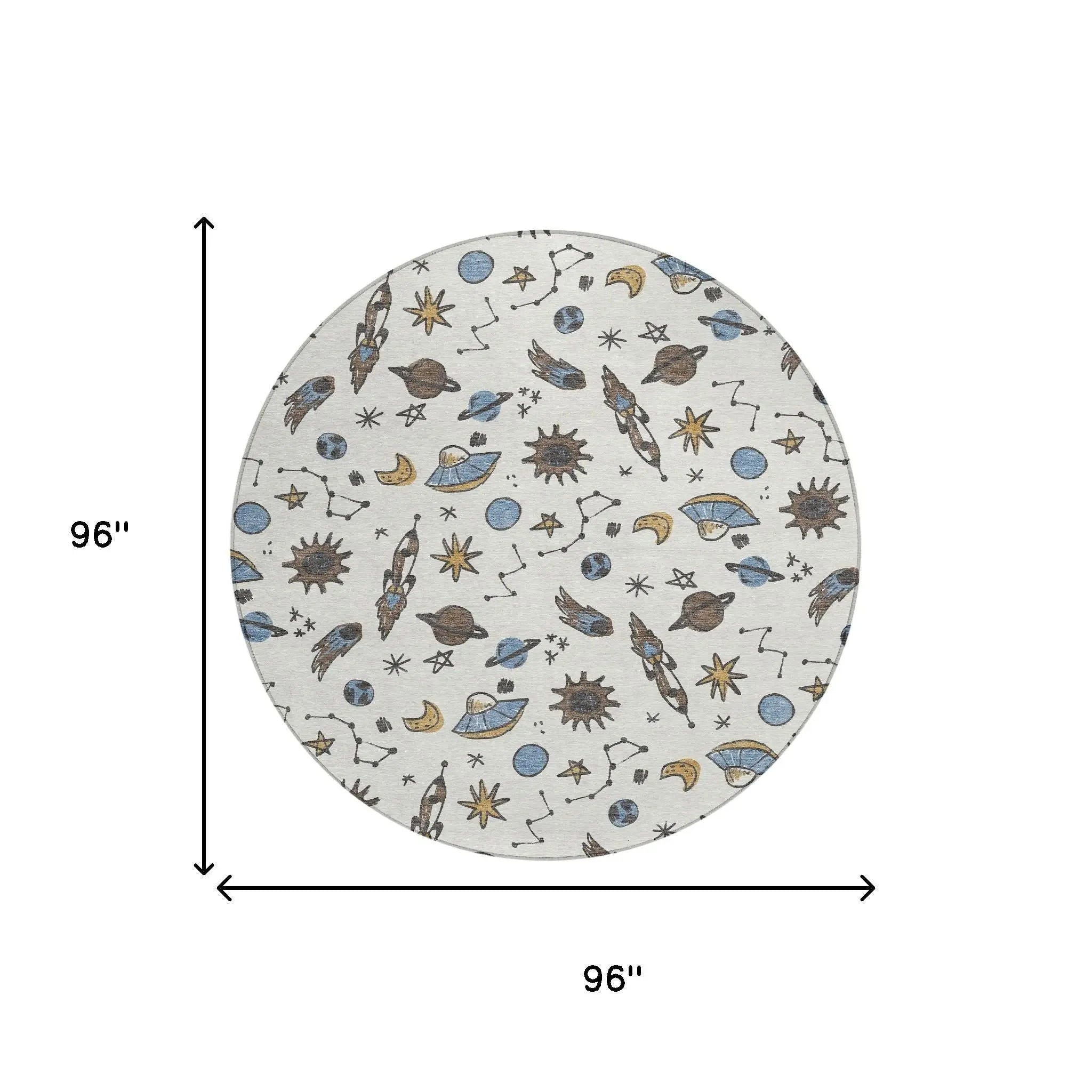 8' Ivory And Gold Round Animal Print Washable Indoor Outdoor Area Rug Homeroots Outdoor