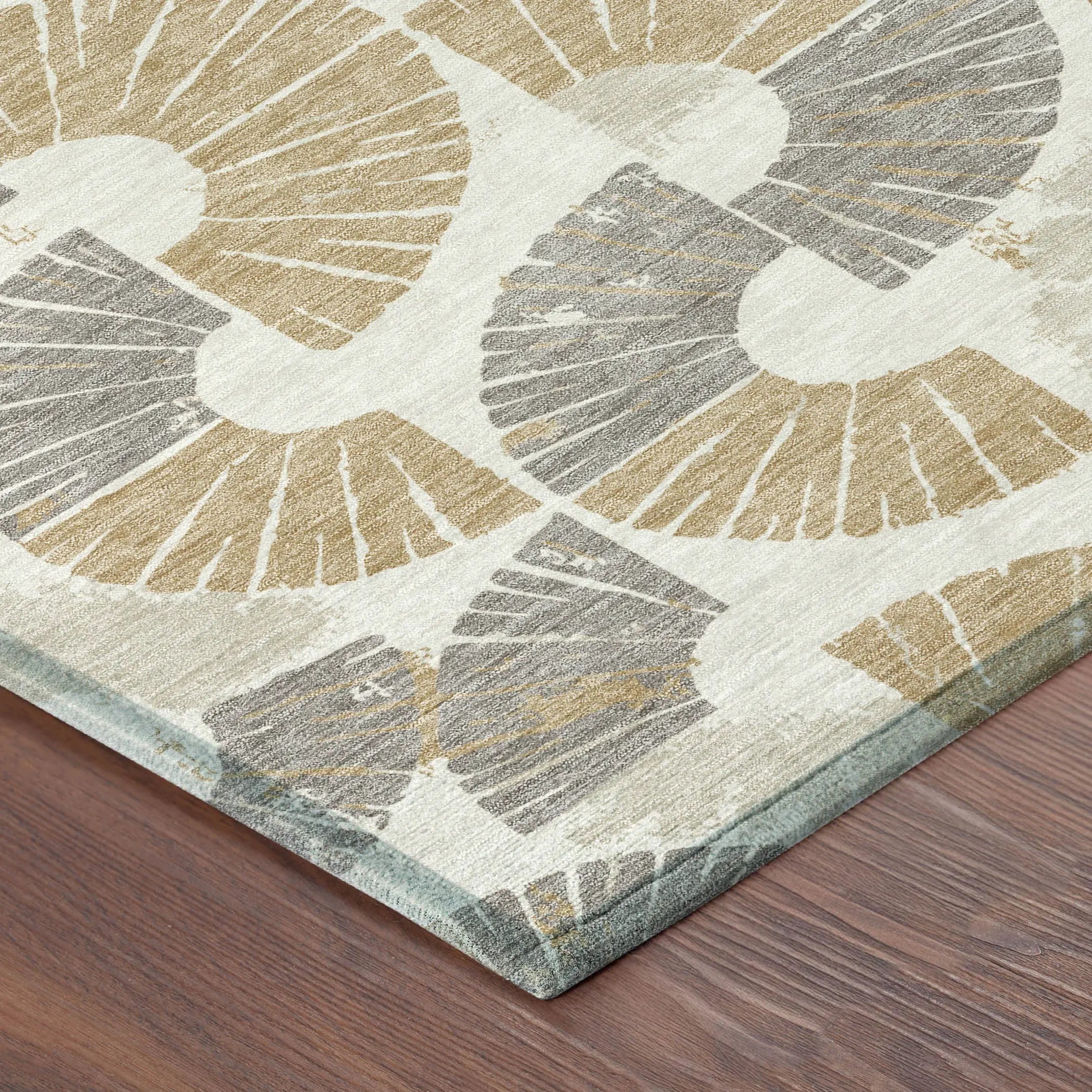 8' Ivory And Gold Round Geometric Washable Indoor Outdoor Area Rug Homeroots Outdoor