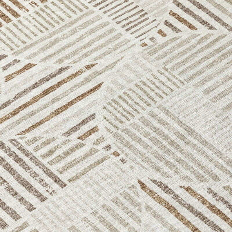 8' Ivory And Graphite Round Geometric Washable Indoor Outdoor Area Rug Homeroots Outdoor