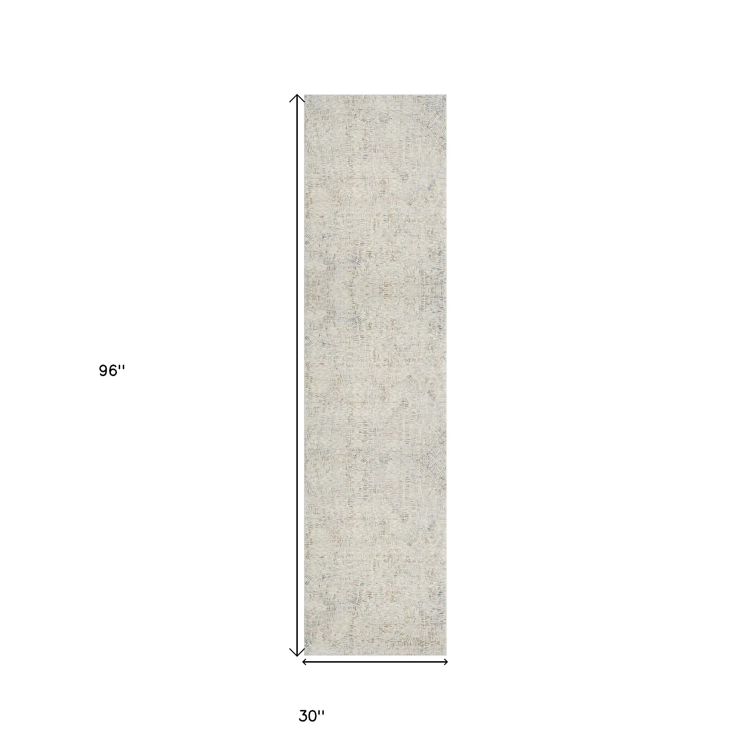 8' Ivory And Gray Abstract Runner Rug Homeroots Home Decor