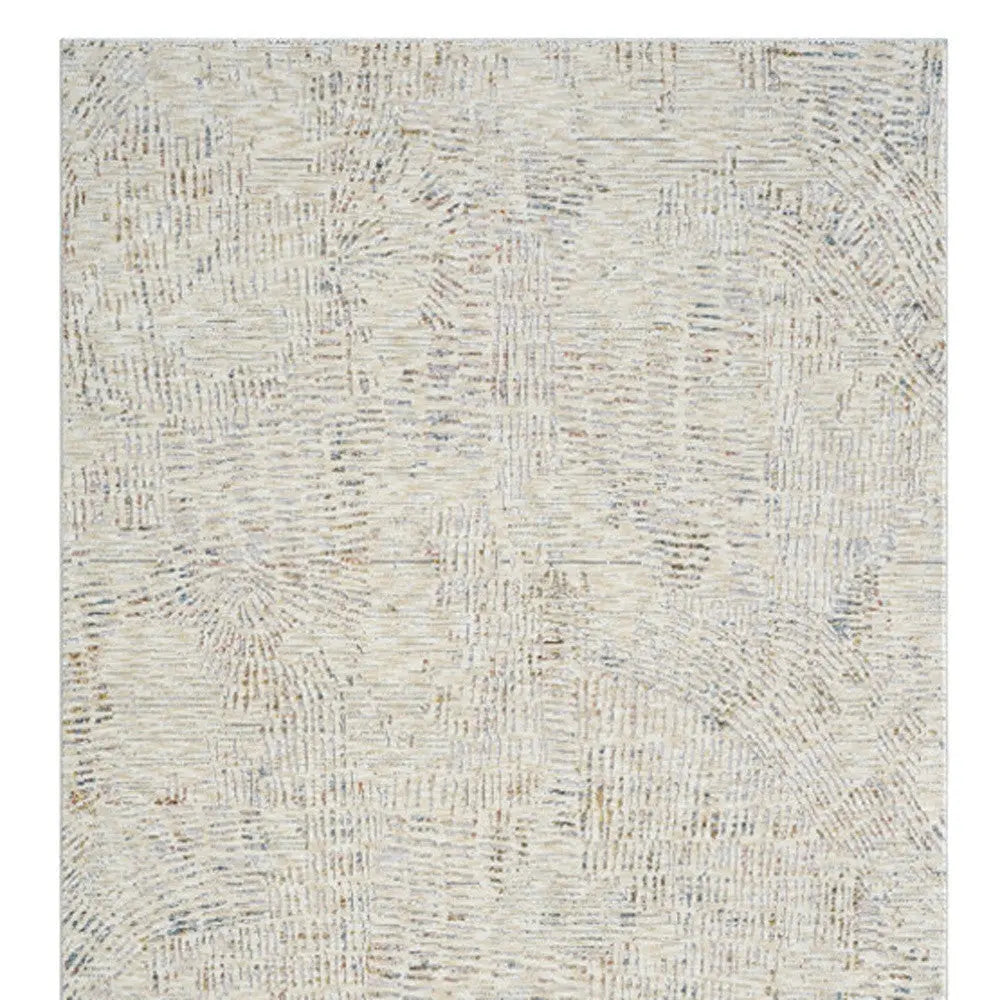 8' Ivory And Gray Abstract Runner Rug Homeroots Home Decor