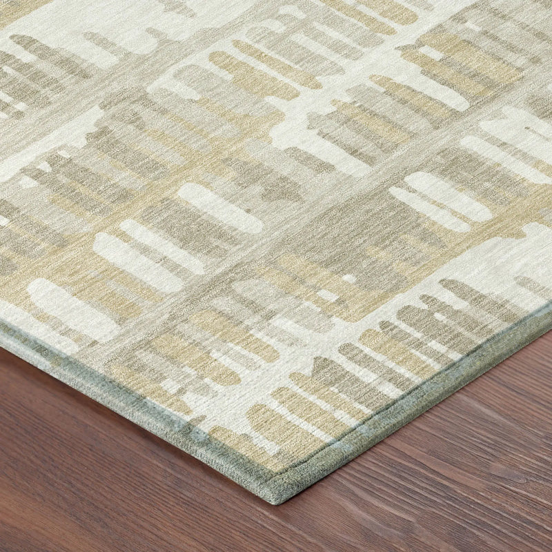 8' Ivory And Gray Round Abstract Washable Indoor Outdoor Area Rug Homeroots Outdoor