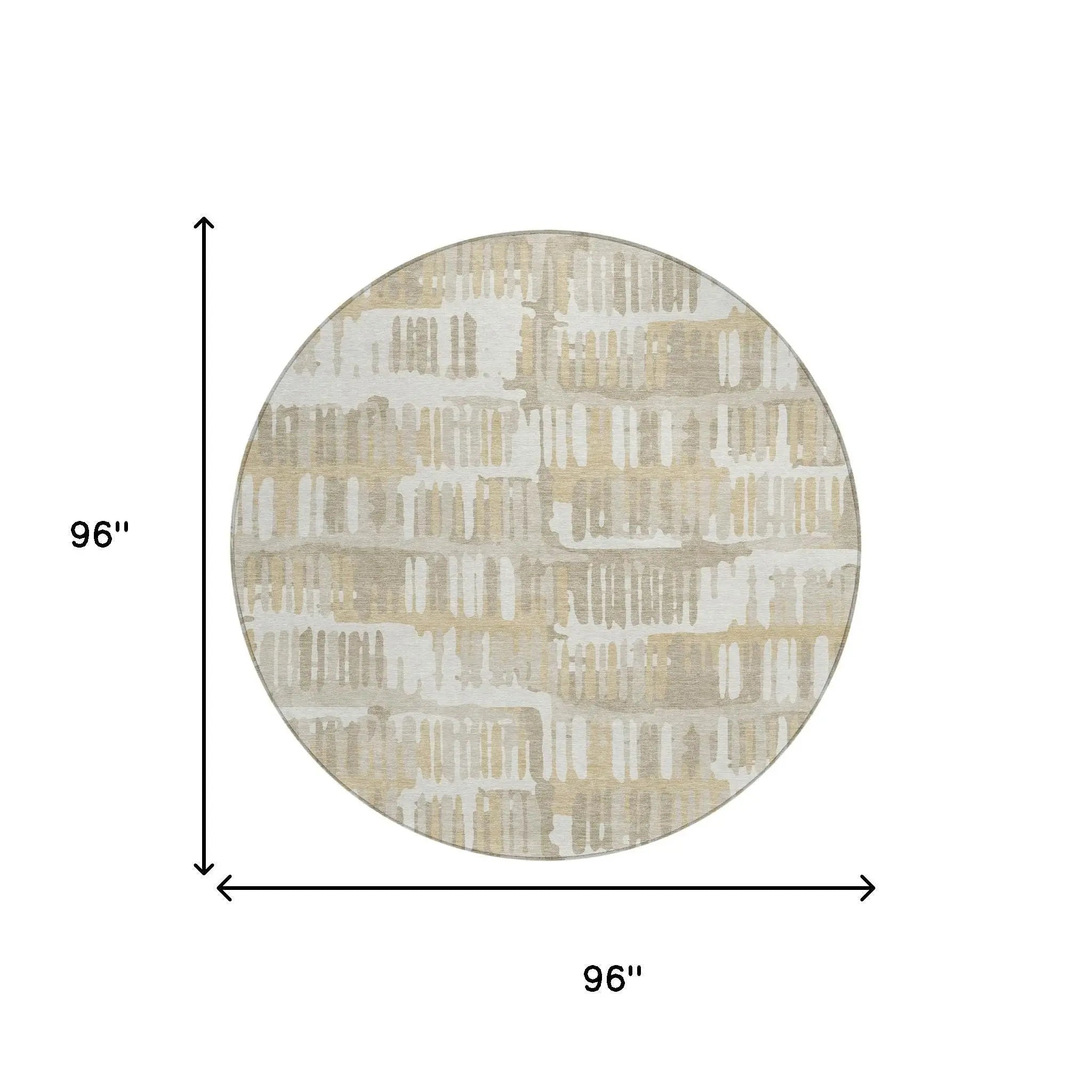 8' Ivory And Gray Round Abstract Washable Indoor Outdoor Area Rug Homeroots Outdoor