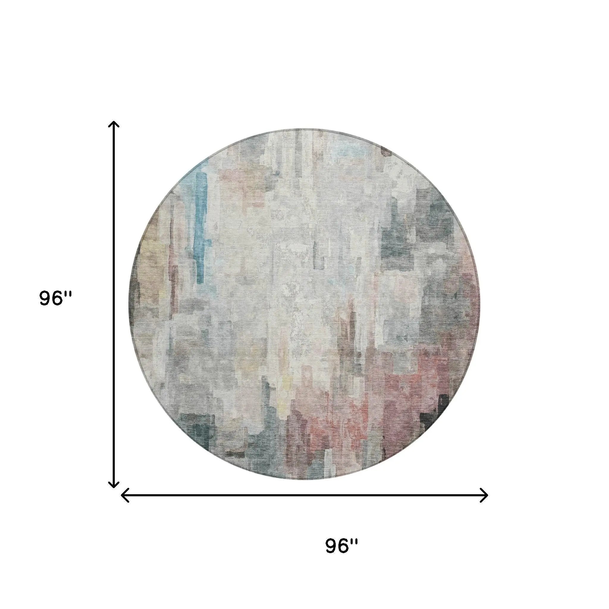 8' Ivory And Gray Round Abstract Washable Indoor Outdoor Area Rug Homeroots Outdoor