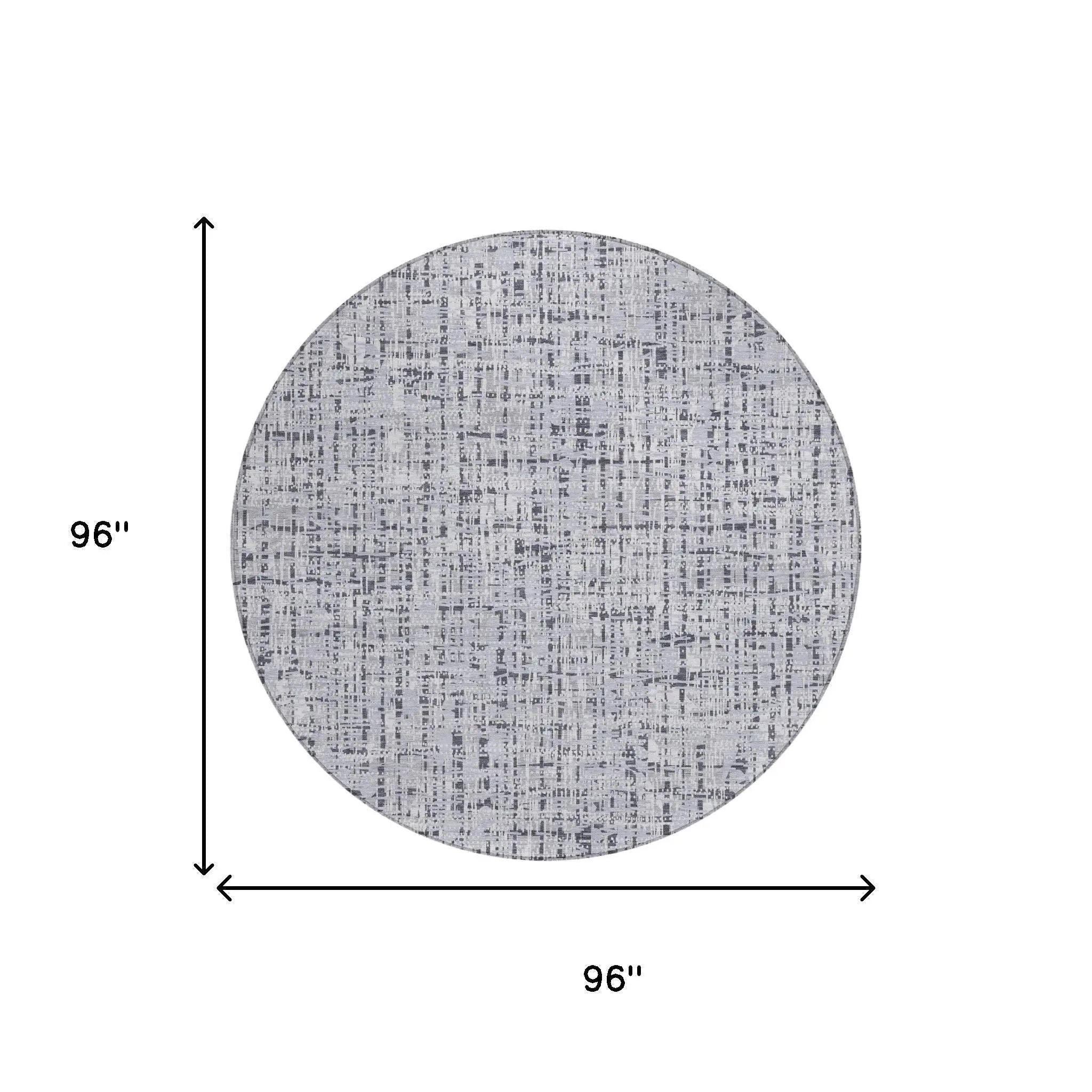 8' Ivory And Gray Round Abstract Washable Indoor Outdoor Area Rug Homeroots Outdoor