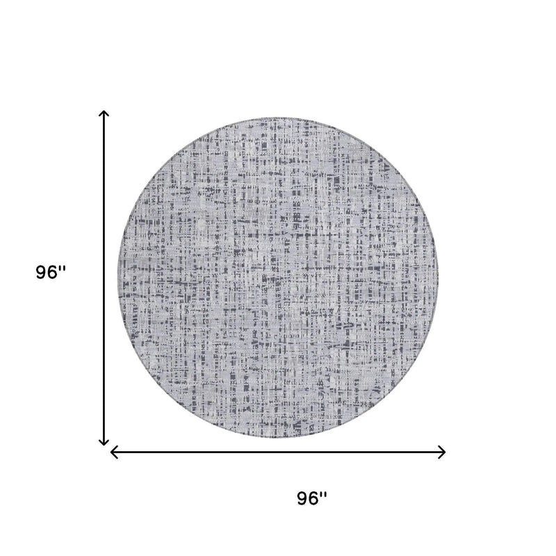 8' Ivory And Gray Round Abstract Washable Indoor Outdoor Area Rug Homeroots Outdoor