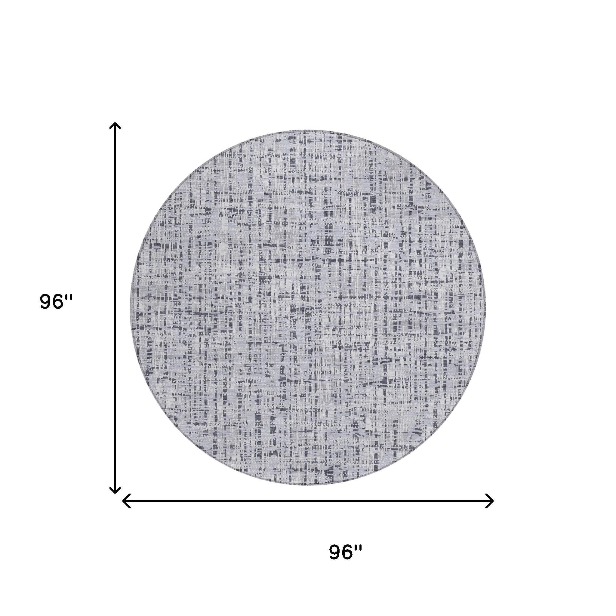 8' Ivory And Gray Round Abstract Washable Indoor Outdoor Area Rug Homeroots Outdoor