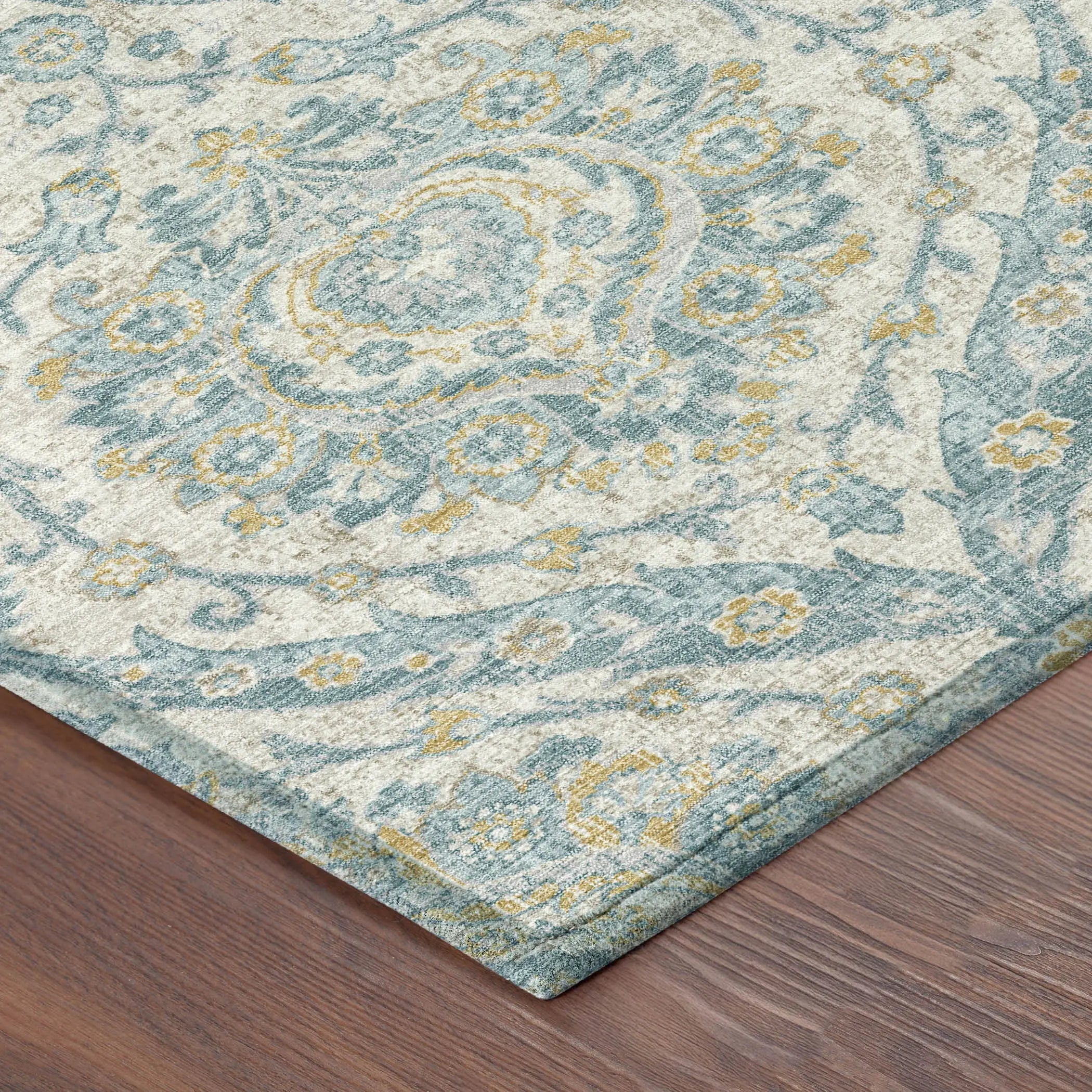 8' Ivory And Gray Round Floral Washable Indoor Outdoor Area Rug Homeroots Outdoor