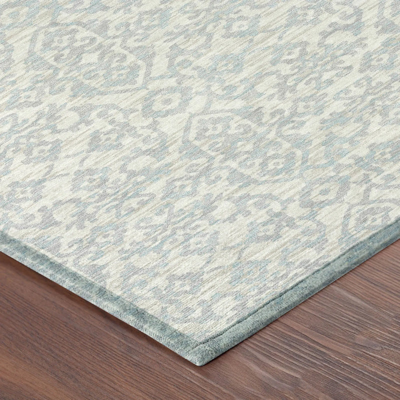 8' Ivory And Gray Round Oriental Washable Indoor Outdoor Area Rug Homeroots Outdoor
