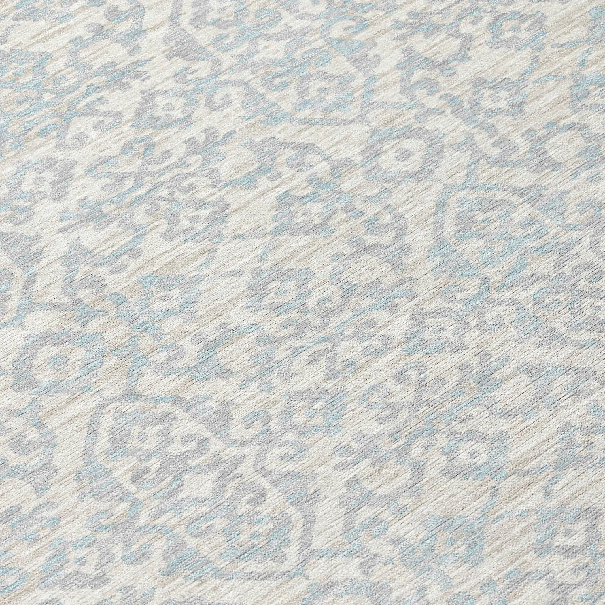8' Ivory And Gray Round Oriental Washable Indoor Outdoor Area Rug Homeroots Outdoor