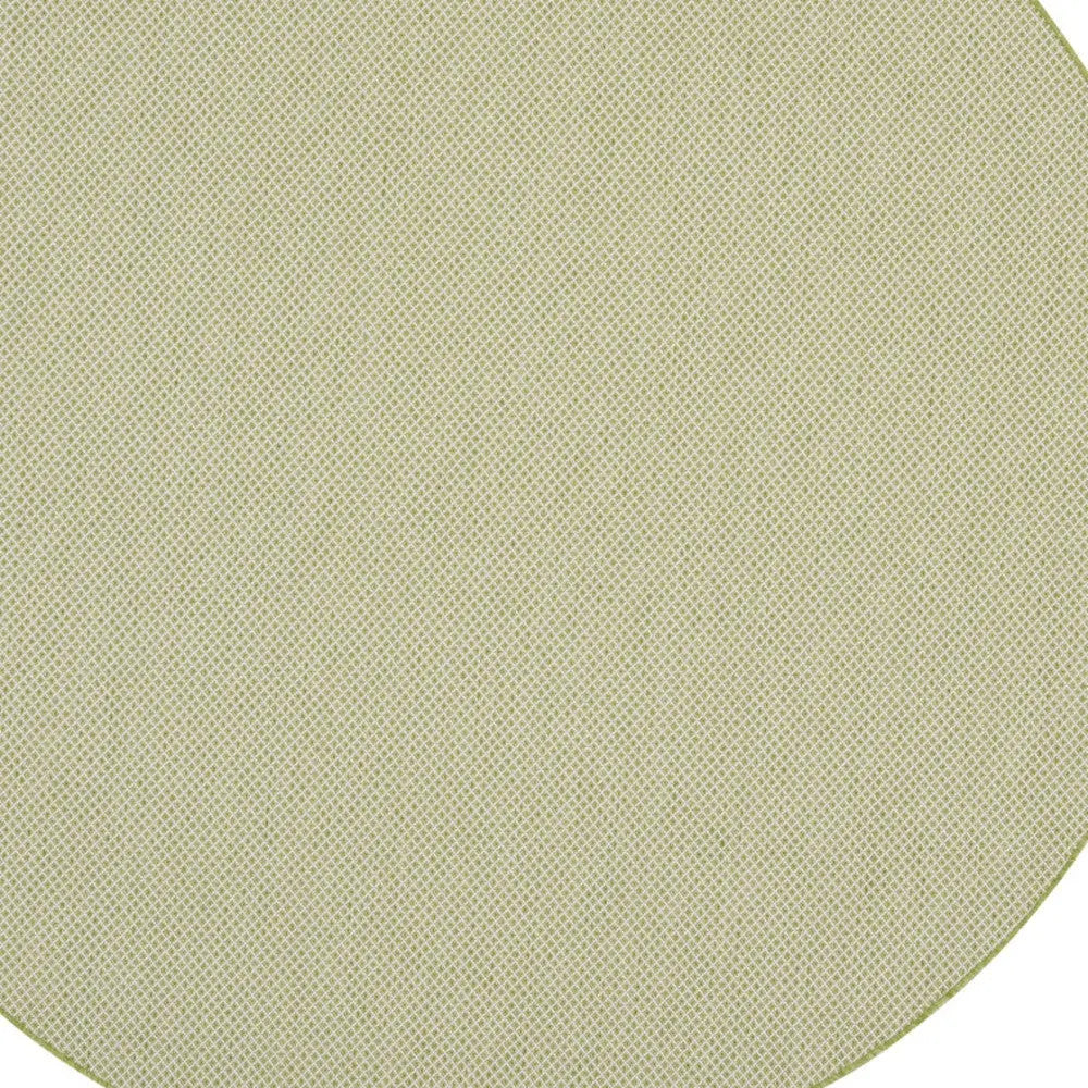 8' Ivory And Green Round Geometric Indoor Outdoor Area Rug Homeroots Outdoor