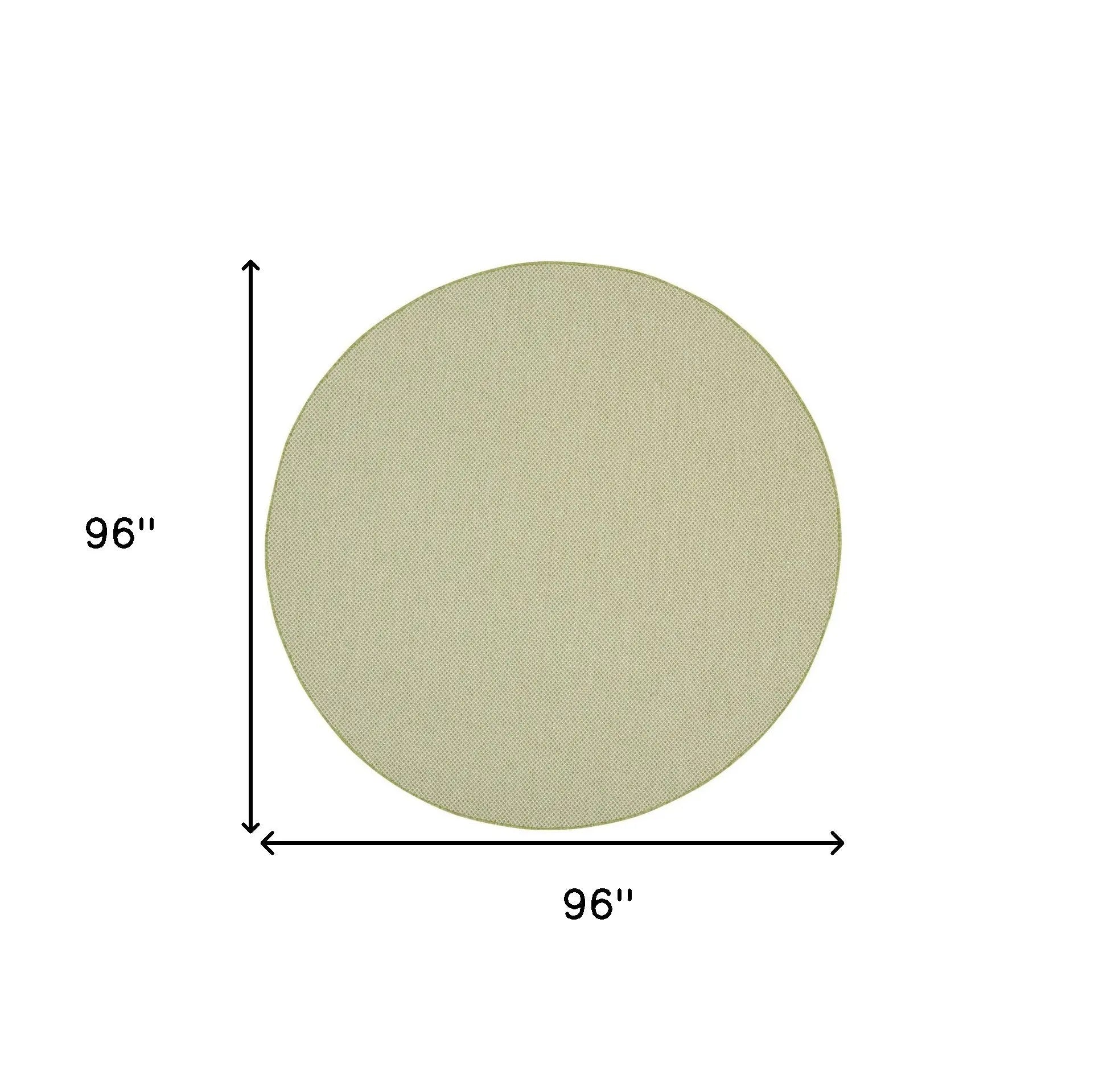 8' Ivory And Green Round Geometric Indoor Outdoor Area Rug Homeroots Outdoor