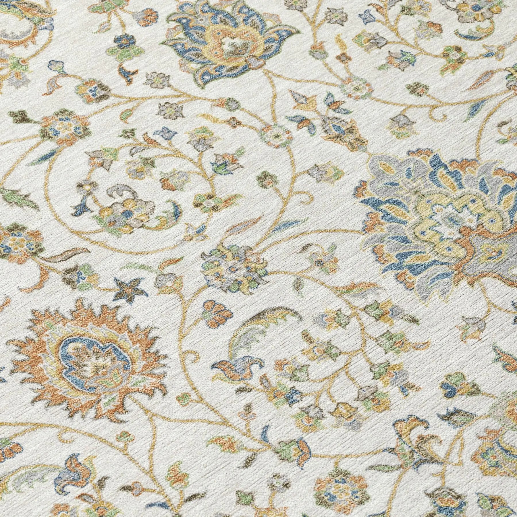 8' Ivory And Khaki Round Floral Washable Indoor Outdoor Area Rug Homeroots Outdoor