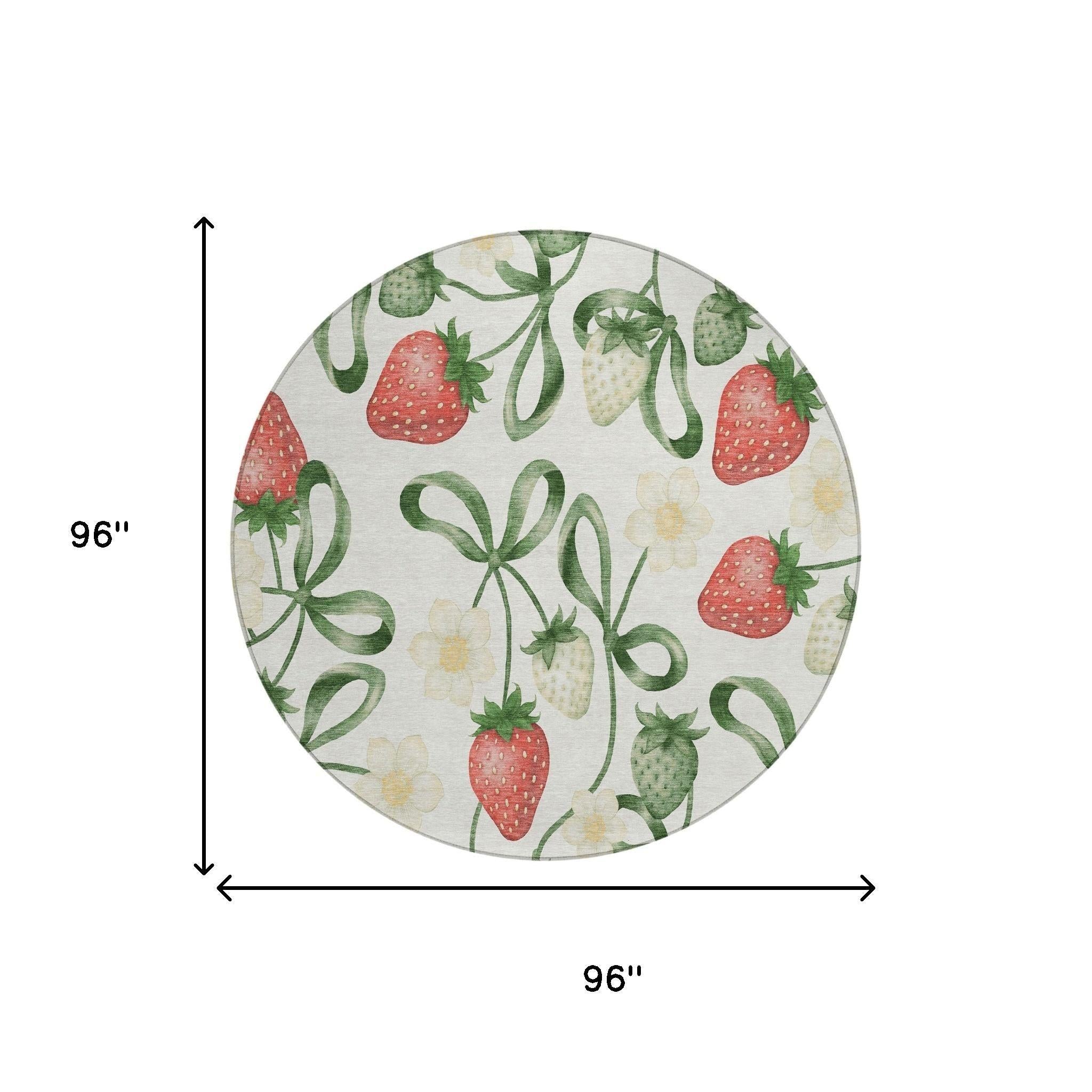 8' Ivory And Linen Round Floral Washable Indoor Outdoor Area Rug Homeroots Outdoor