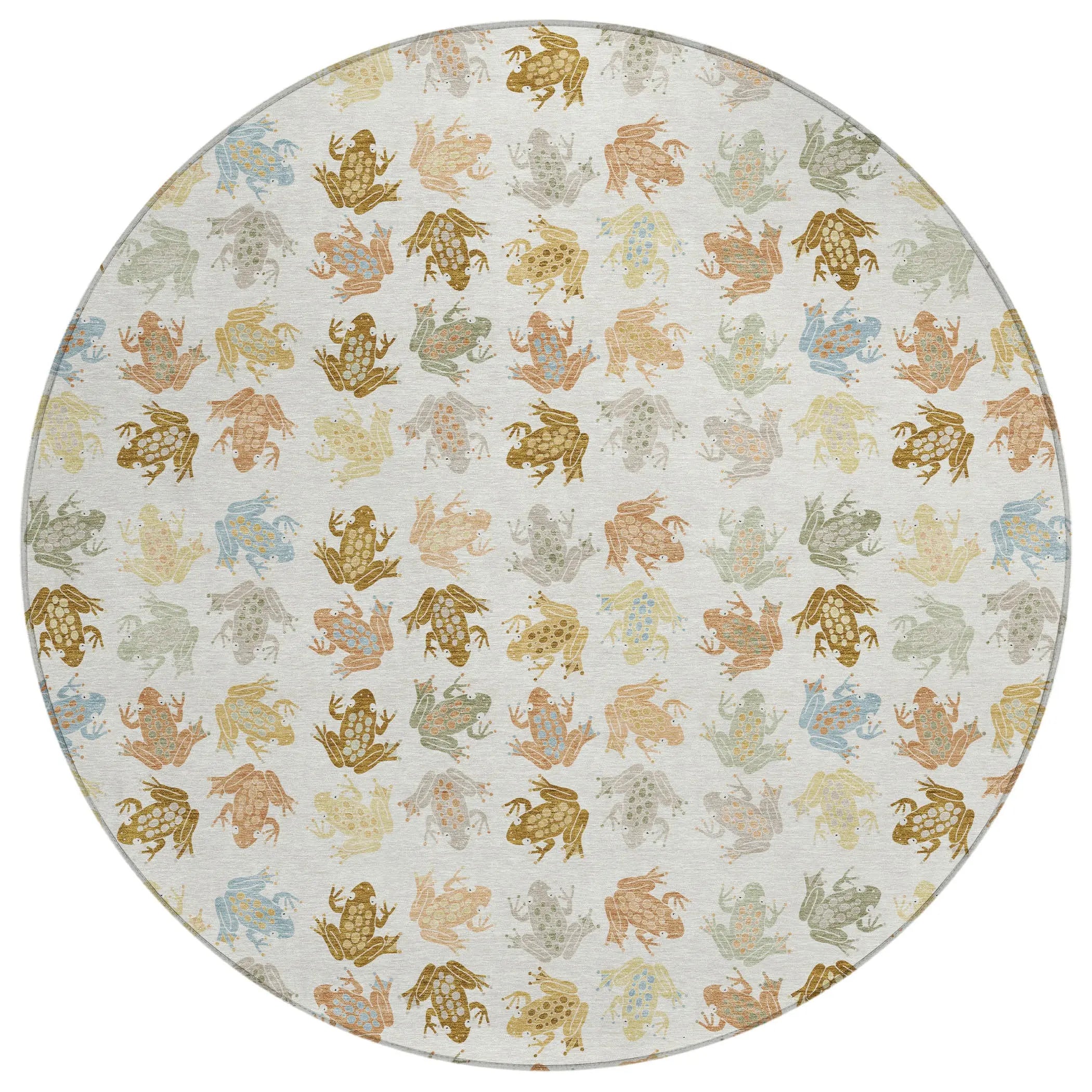 8' Ivory And Linen Round Geometric Washable Indoor Outdoor Area Rug Homeroots Outdoor