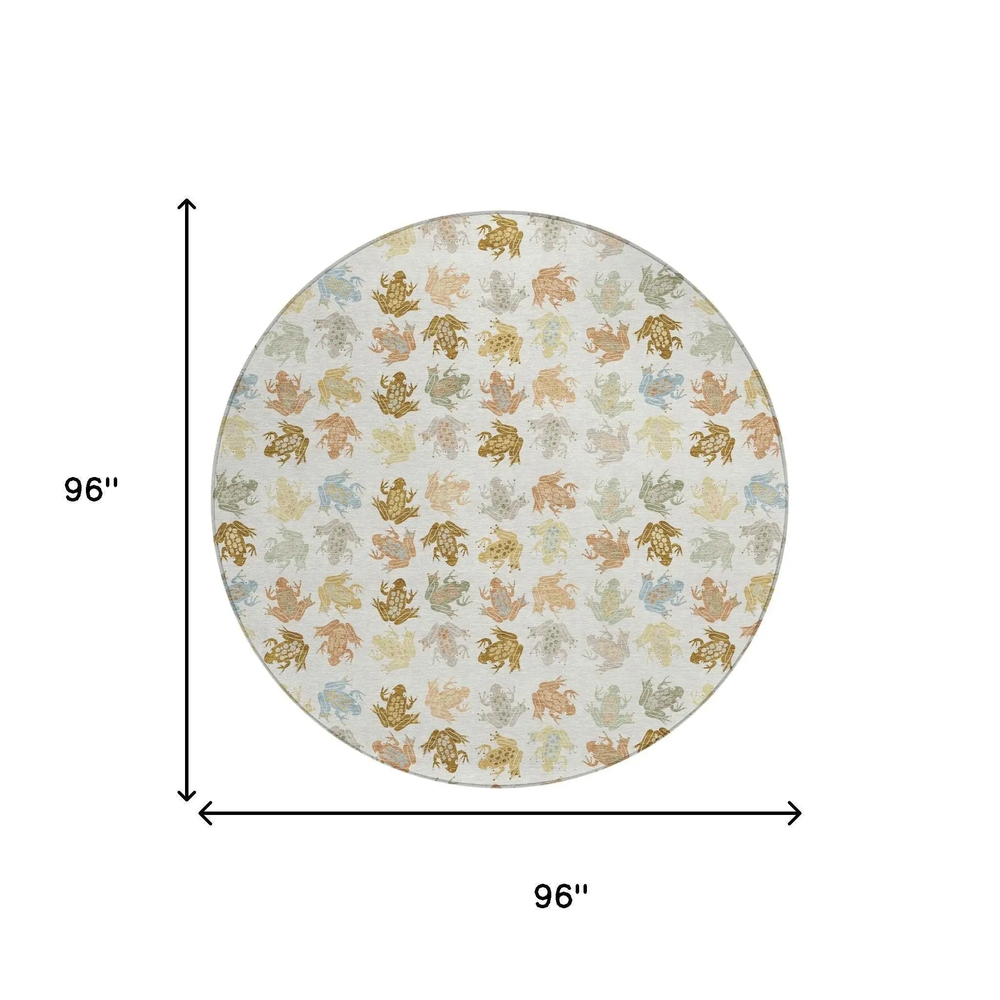 8' Ivory And Linen Round Geometric Washable Indoor Outdoor Area Rug Homeroots Outdoor