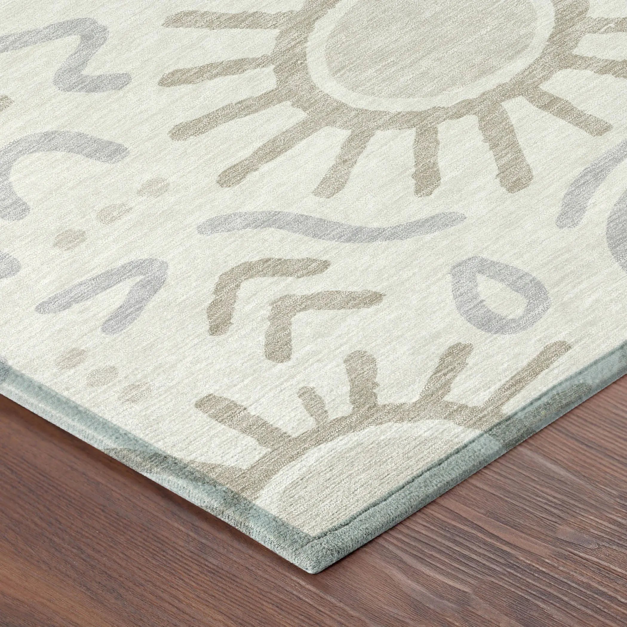 8' Ivory And Linen Round Geometric Washable Indoor Outdoor Area Rug Homeroots Outdoor