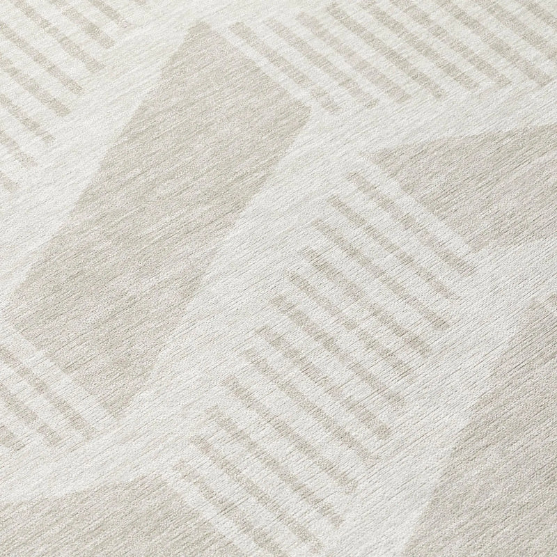 8' Ivory And Linen Round Geometric Washable Indoor Outdoor Area Rug Homeroots Outdoor
