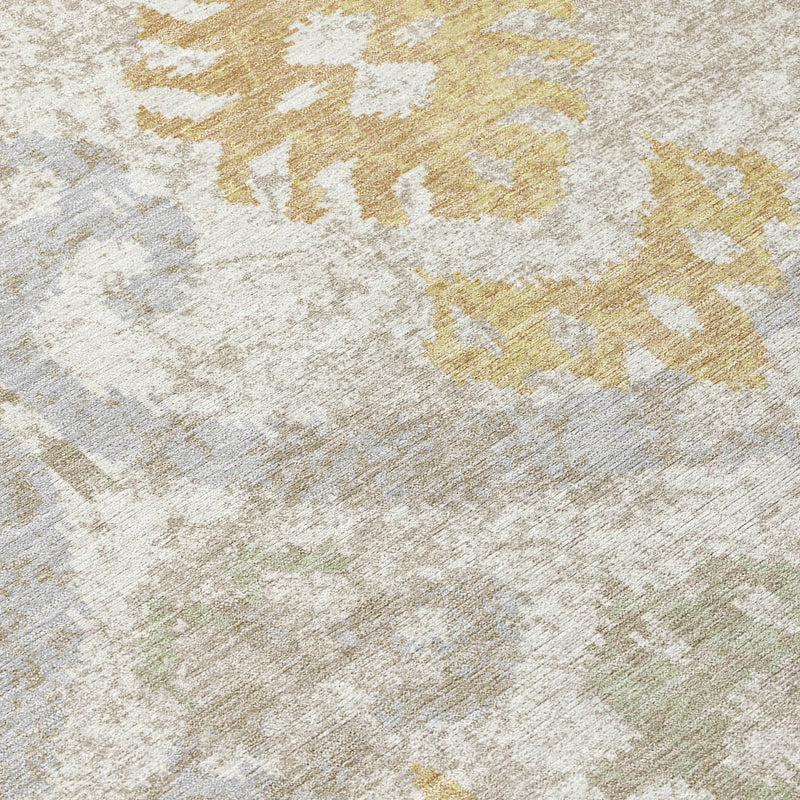 8' Ivory And Linen Round Ikat Washable Indoor Outdoor Area Rug Homeroots Outdoor