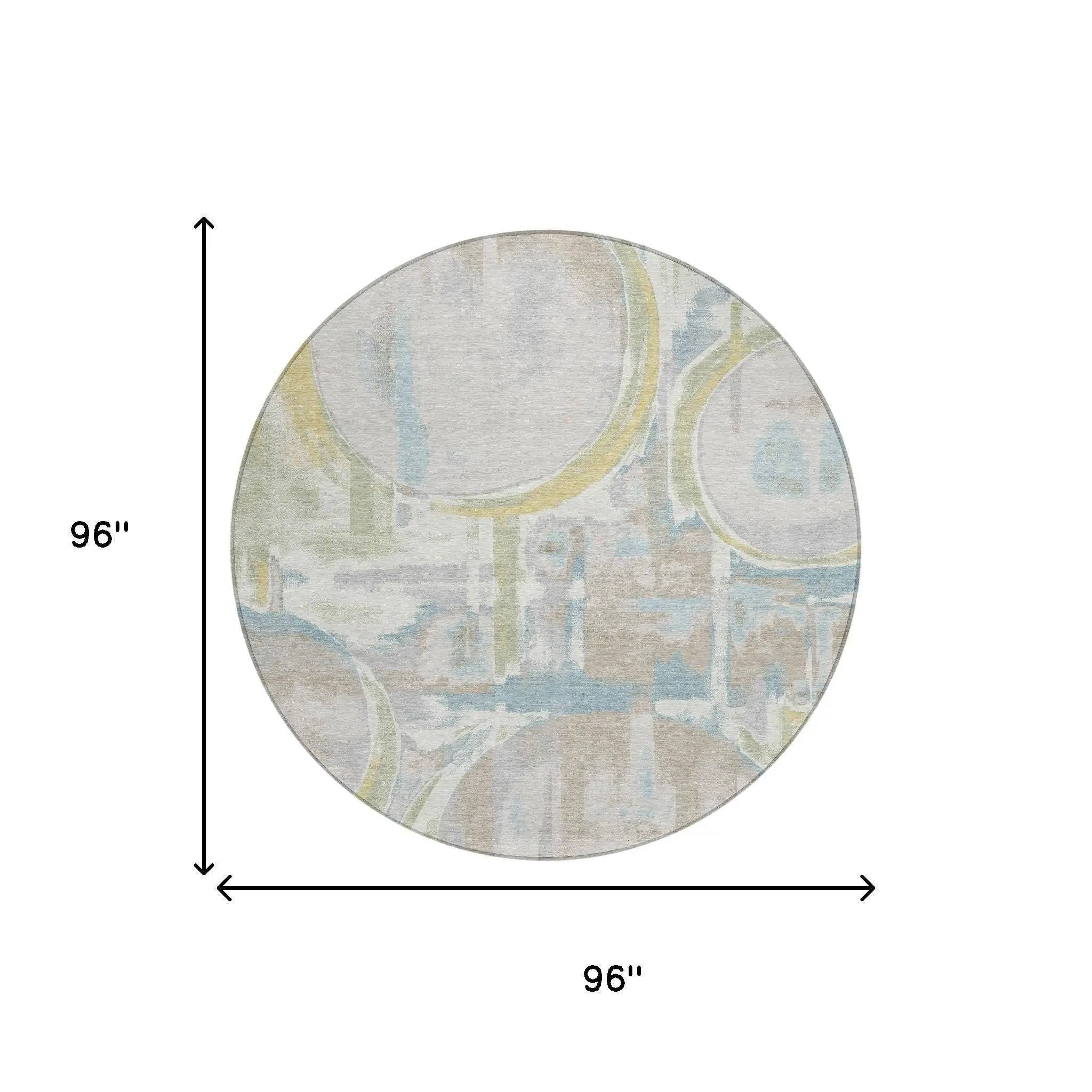 8' Ivory And Pearl Round Abstract Washable Indoor Outdoor Area Rug Homeroots Outdoor